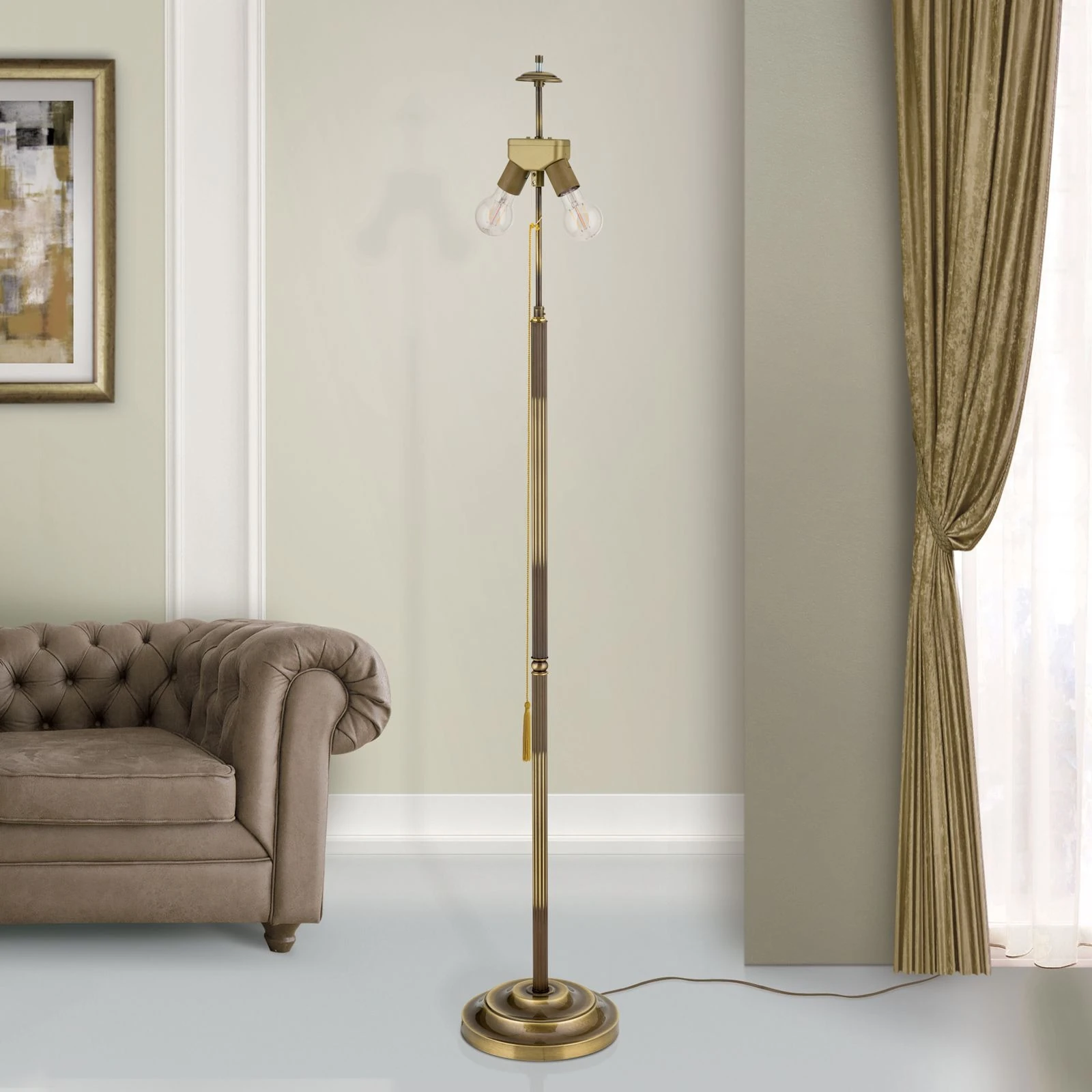 Podna lampa bez abažura, sjajni mesing, visina 152 cm - 3