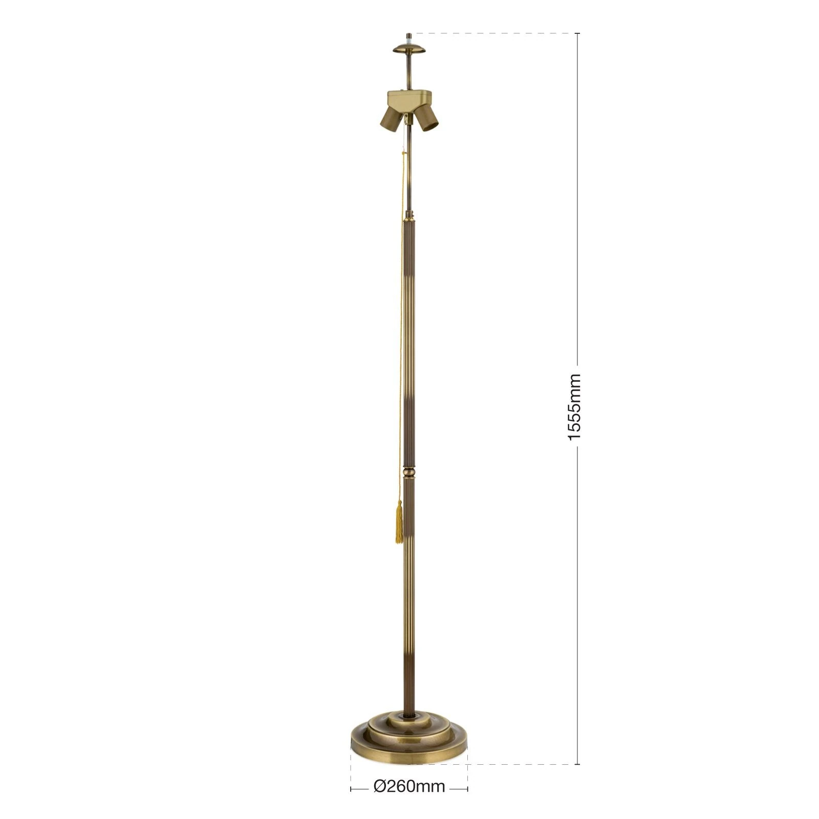 Podna lampa bez abažura, sjajni mesing, visina 152 cm - 7