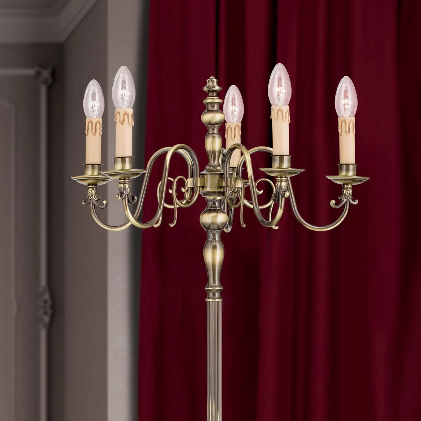 Podna lampa FLÄMISCH, 5 izvora svetla, patina - 4