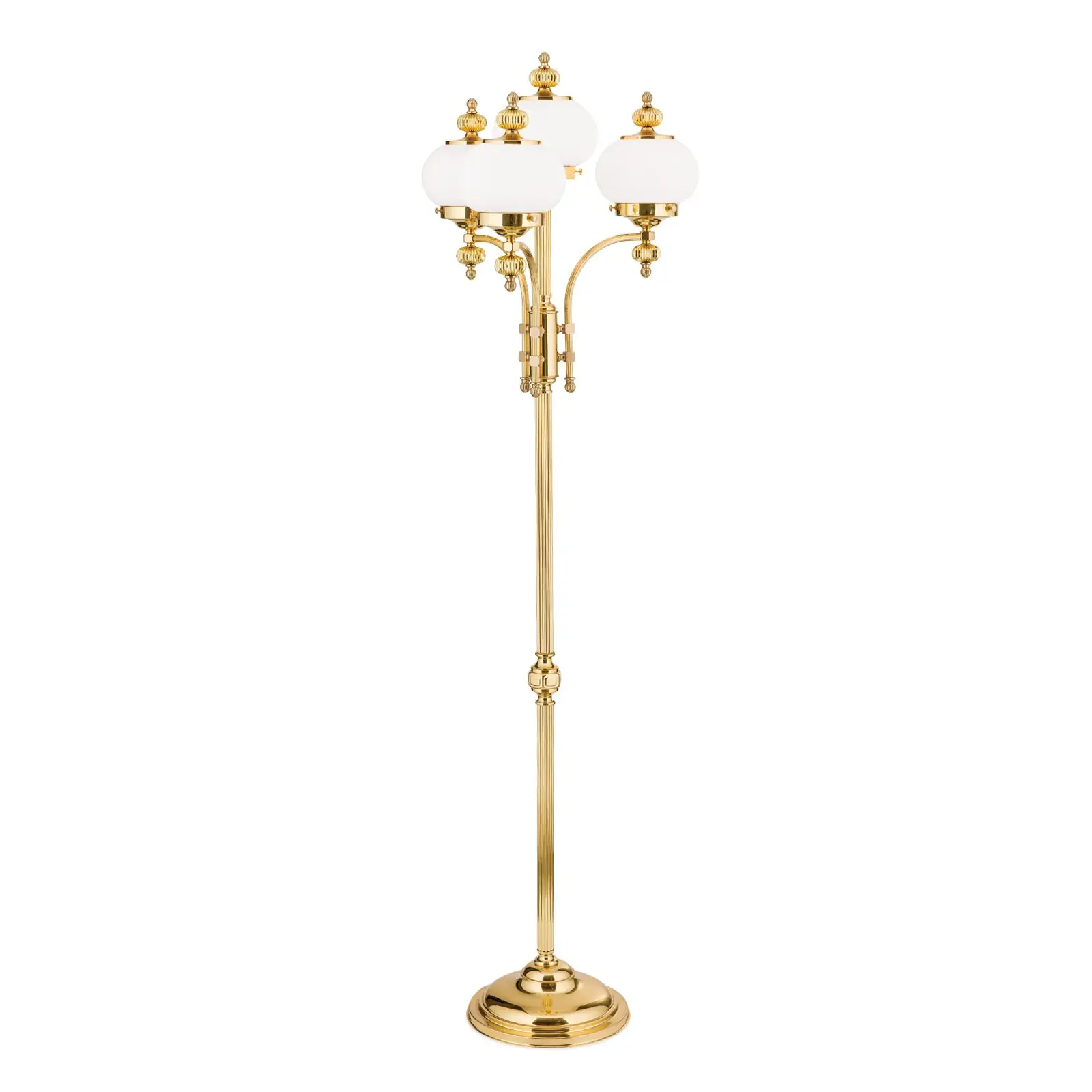 Podna lampa WIENER NOSTALGIE, 4 izvora svetla, sjajni mesing, sa opal mat staklom - 4