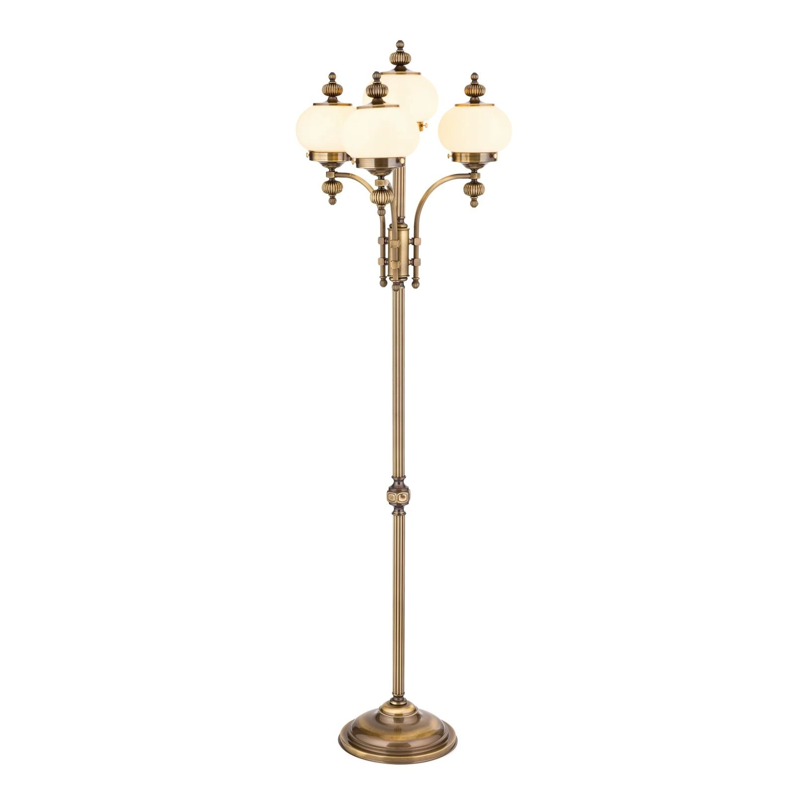 Podna lampa WIENER NOSTALGIE, 4 izvora svetla, antik mesing, šampanj mat staklo, sa prekidačem - 4