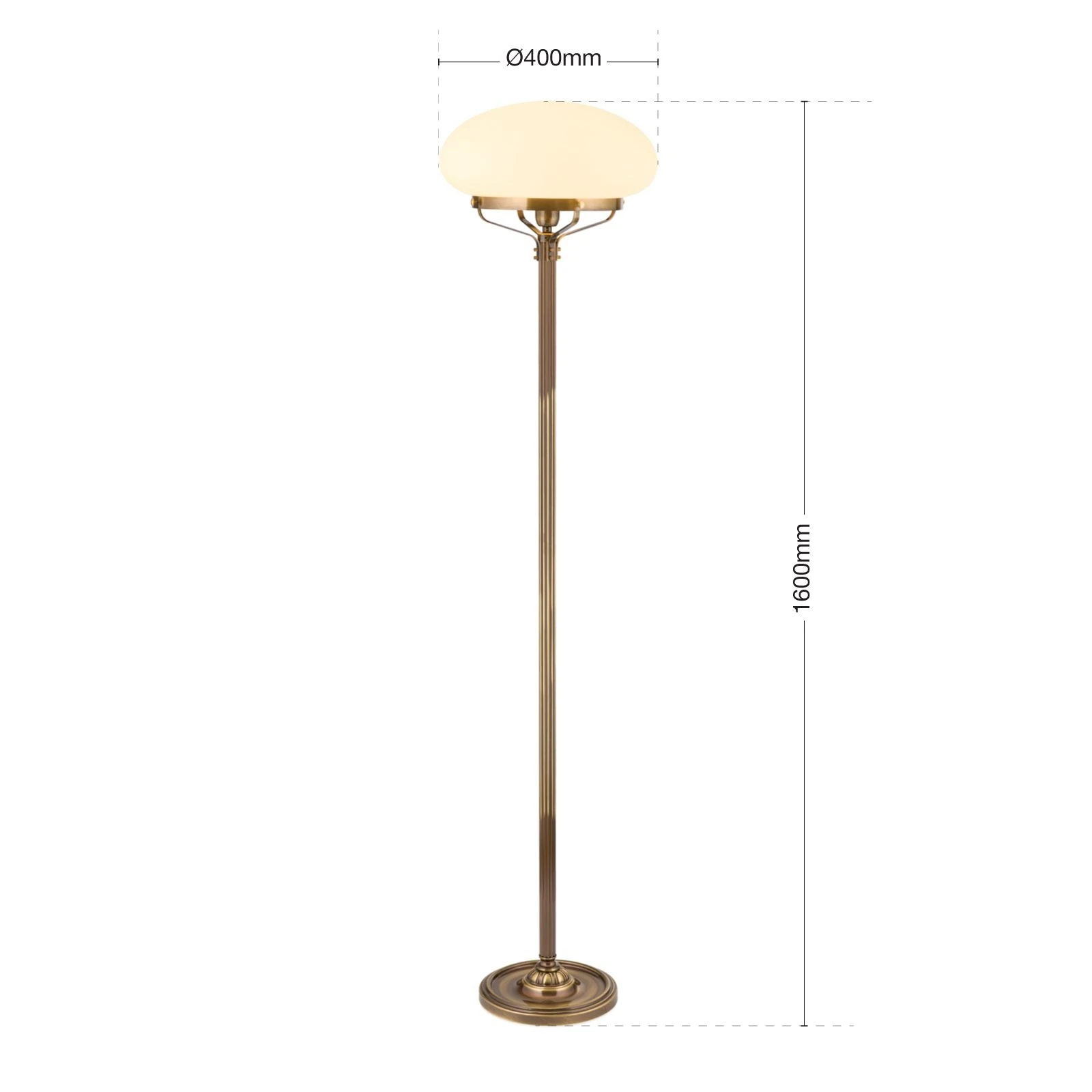 Podna lampa WIENER NOSTALGIE, antik mesing, opal mat staklo, sa stepenastim prekidačem - 7