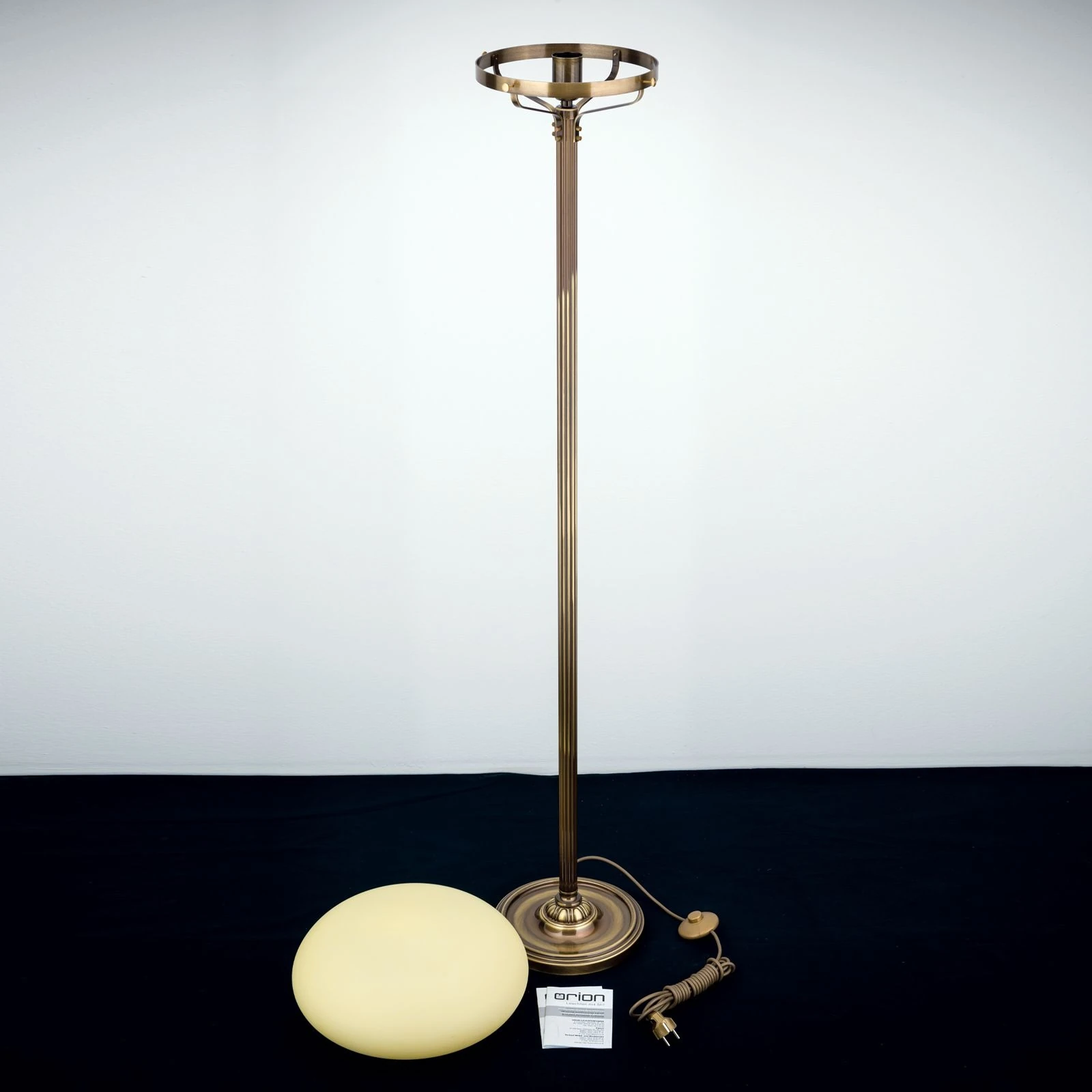 Podna lampa WIENER NOSTALGIE, antik mesing, opal mat staklo, sa stepenastim prekidačem - 8