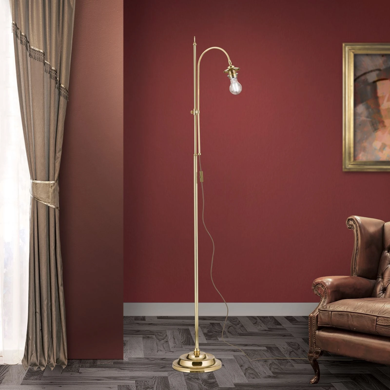 Podna lampa bez abažura, mesing, visina 168,5 cm - 2