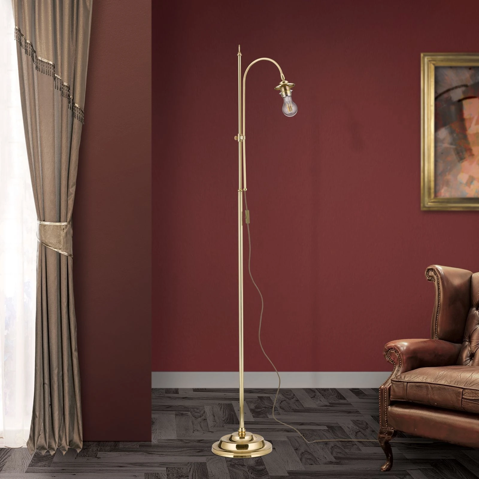 Podna lampa bez abažura, mesing, visina 168,5 cm - 3