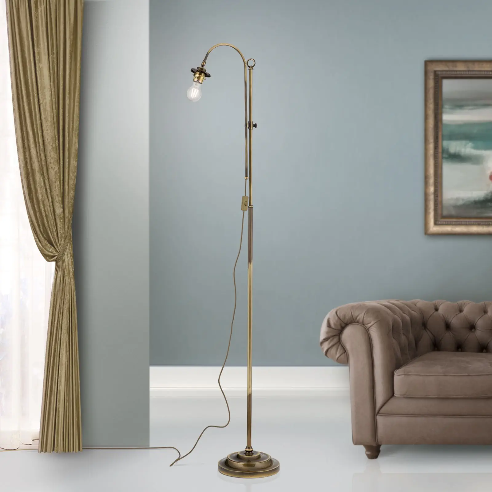 Podna lampa, patina, bez abažura, 168,5 cm - 2