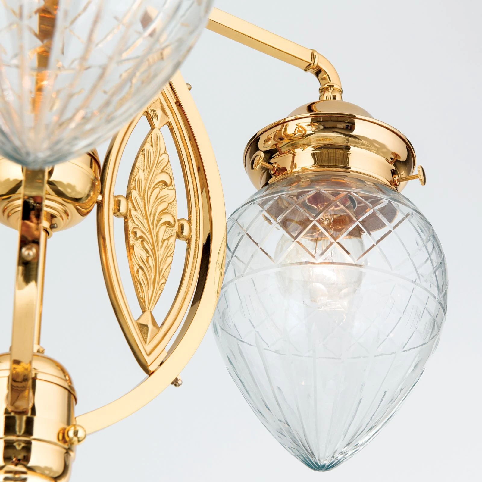 Podna lampa BUDAPEST, zlato, 3 izvora svetla, providno kristalno staklo - 6