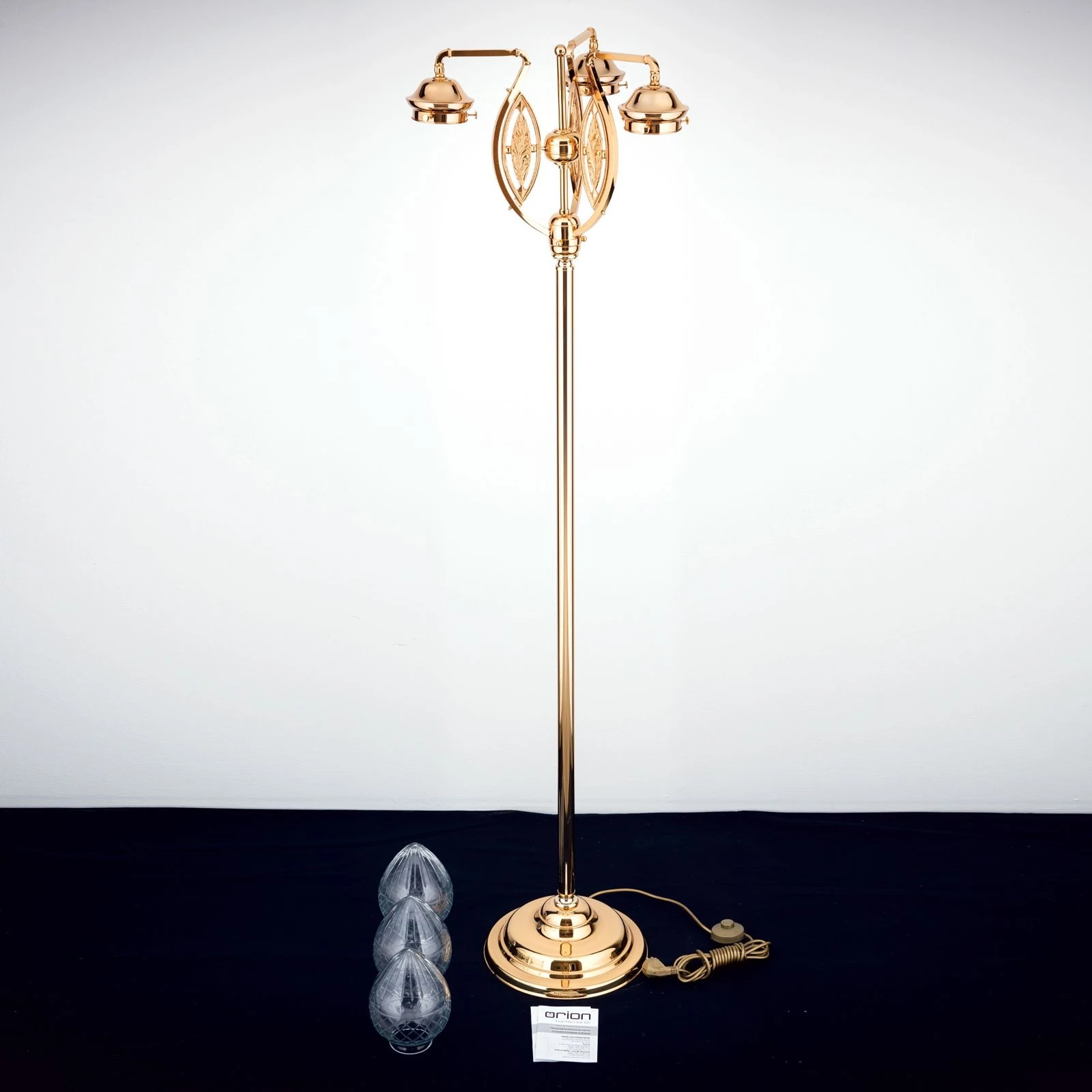 Podna lampa BUDAPEST, zlato, 3 izvora svetla, providno kristalno staklo - 8