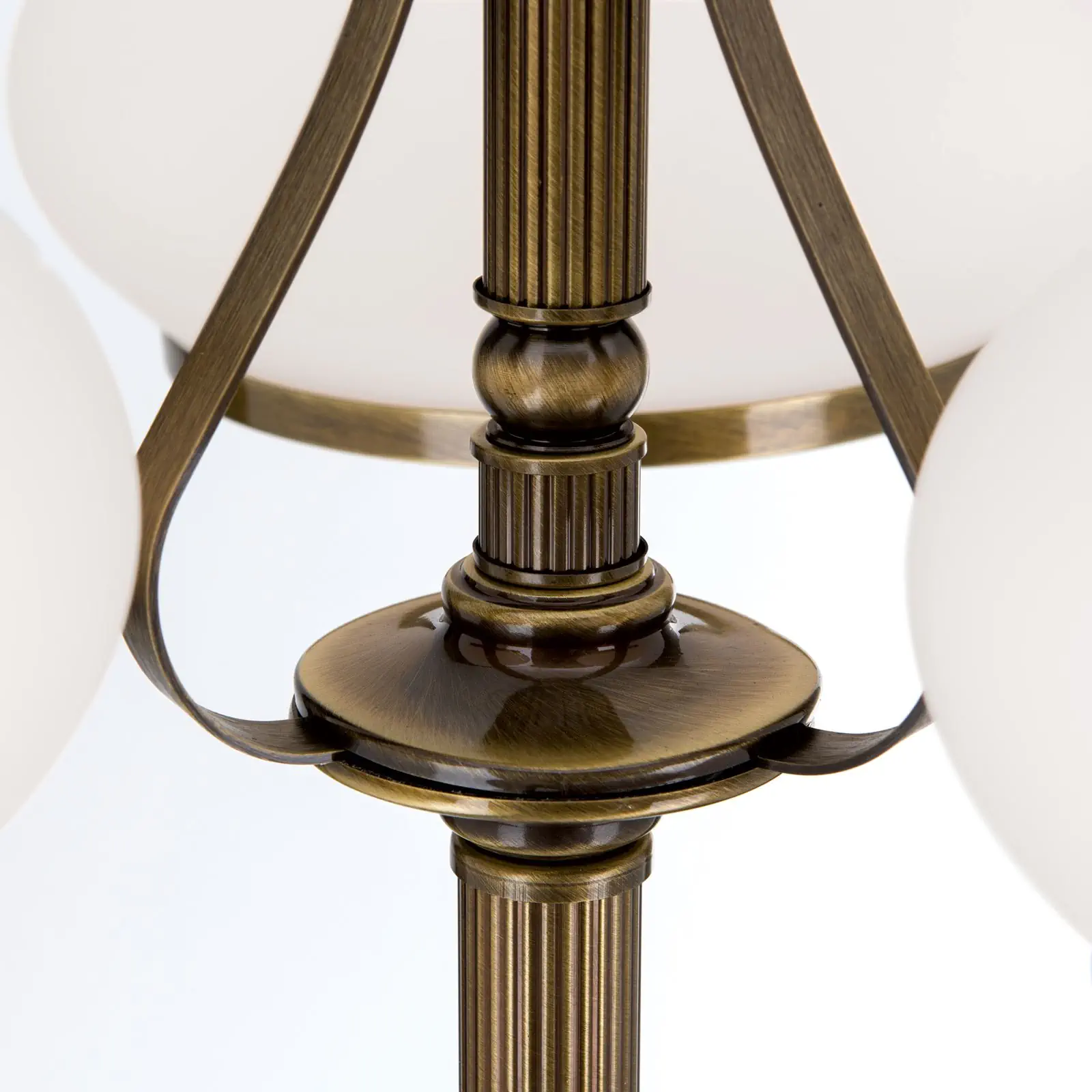 Podna lampa EMPIRE, sa 3 opal abažura, antik mesing završna obrada - 5