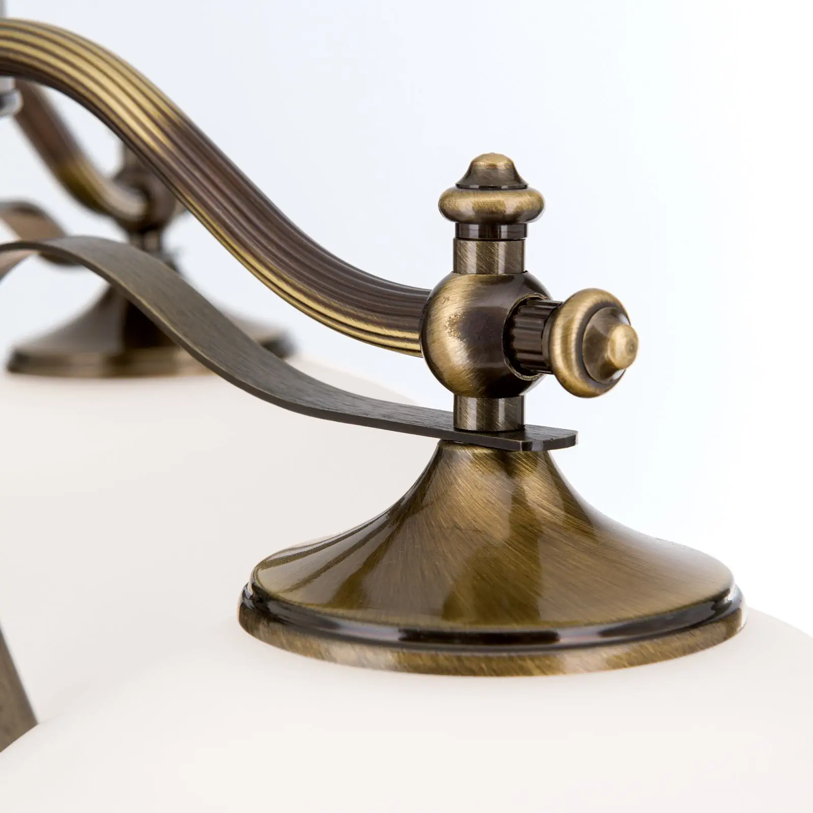 Podna lampa EMPIRE, sa 3 opal abažura, antik mesing završna obrada - 6