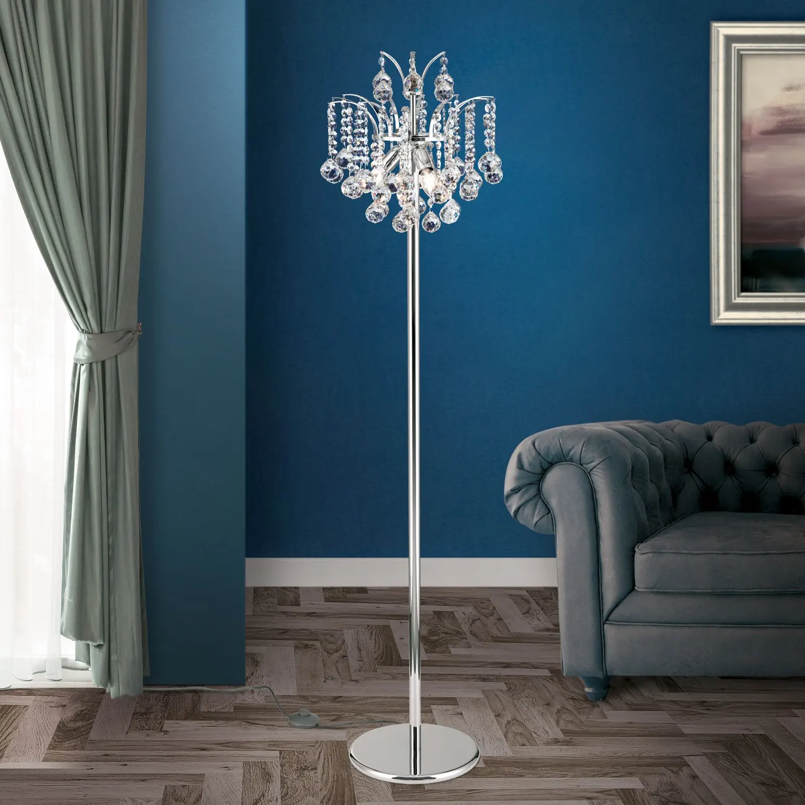 Podna lampa KRISTALL KLASSISCH, hrom - 2