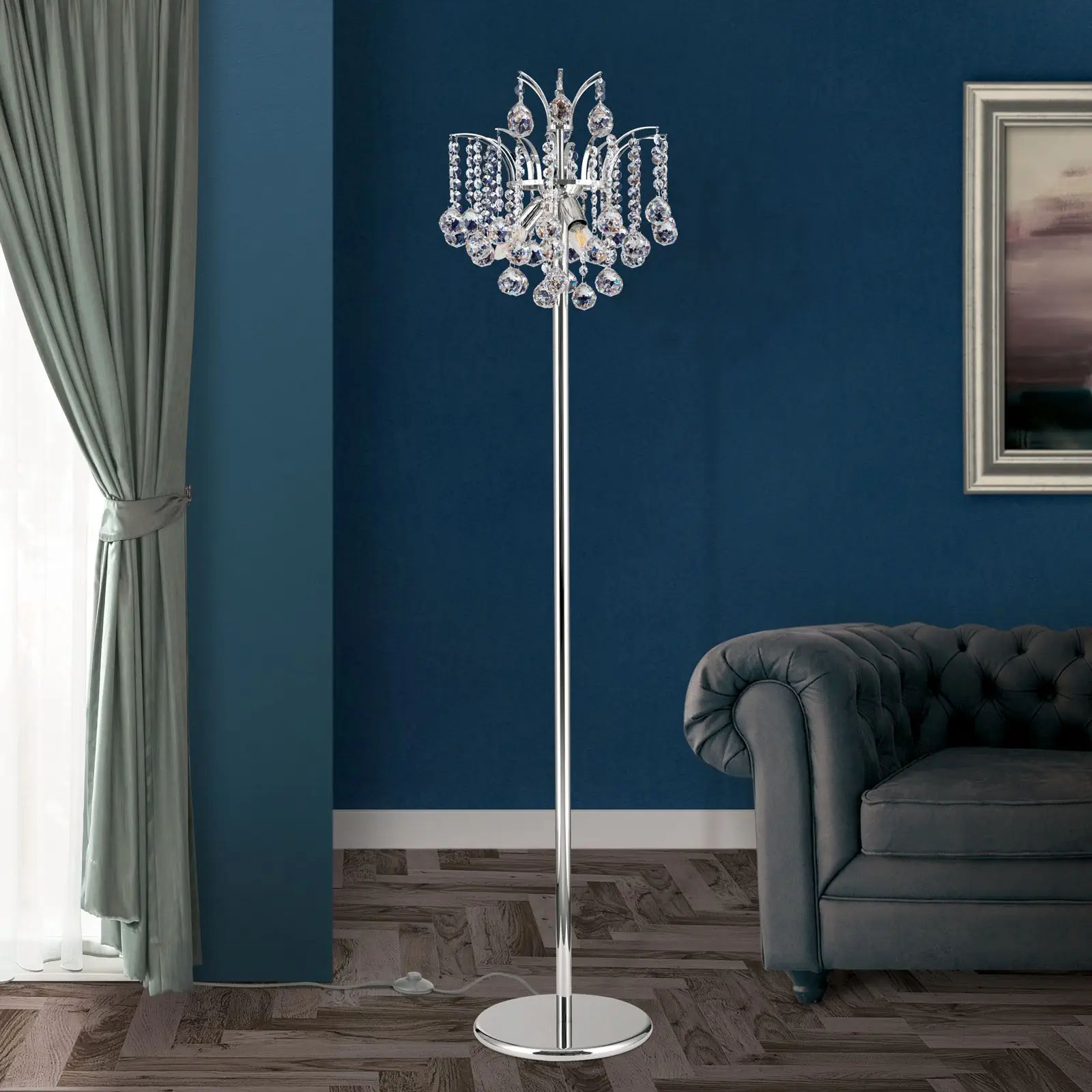 Podna lampa KRISTALL KLASSISCH, hrom - 3