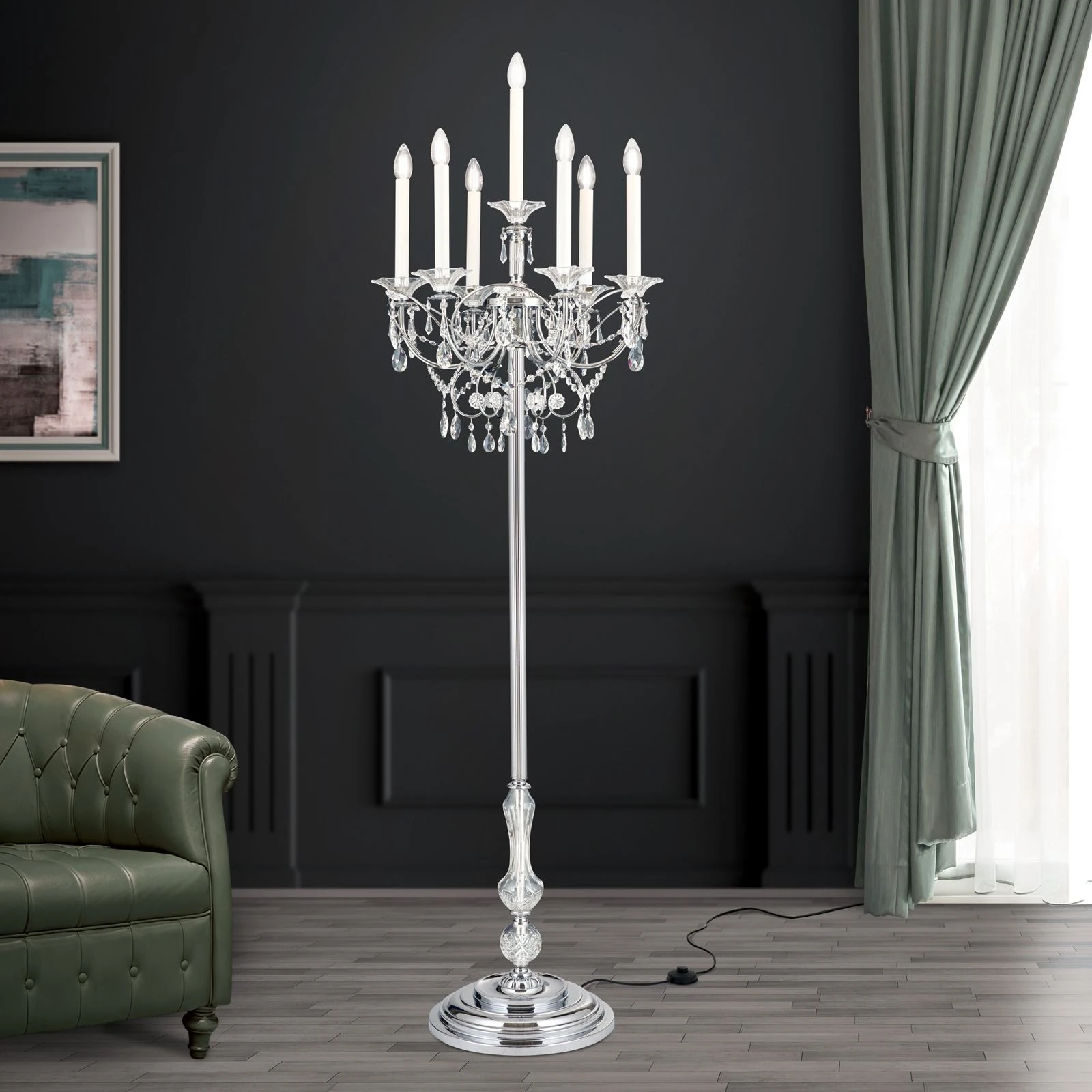 Podna lampa KATHARINA, 7 izvora svetla, hrom - 2