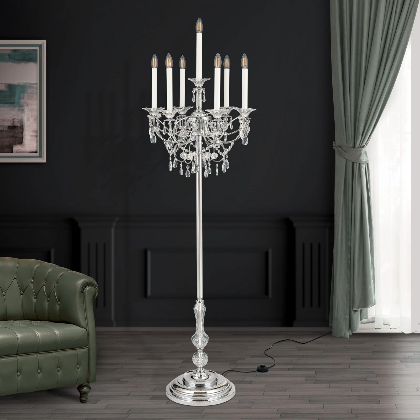 Podna lampa KATHARINA, 7 izvora svetla, hrom - 3