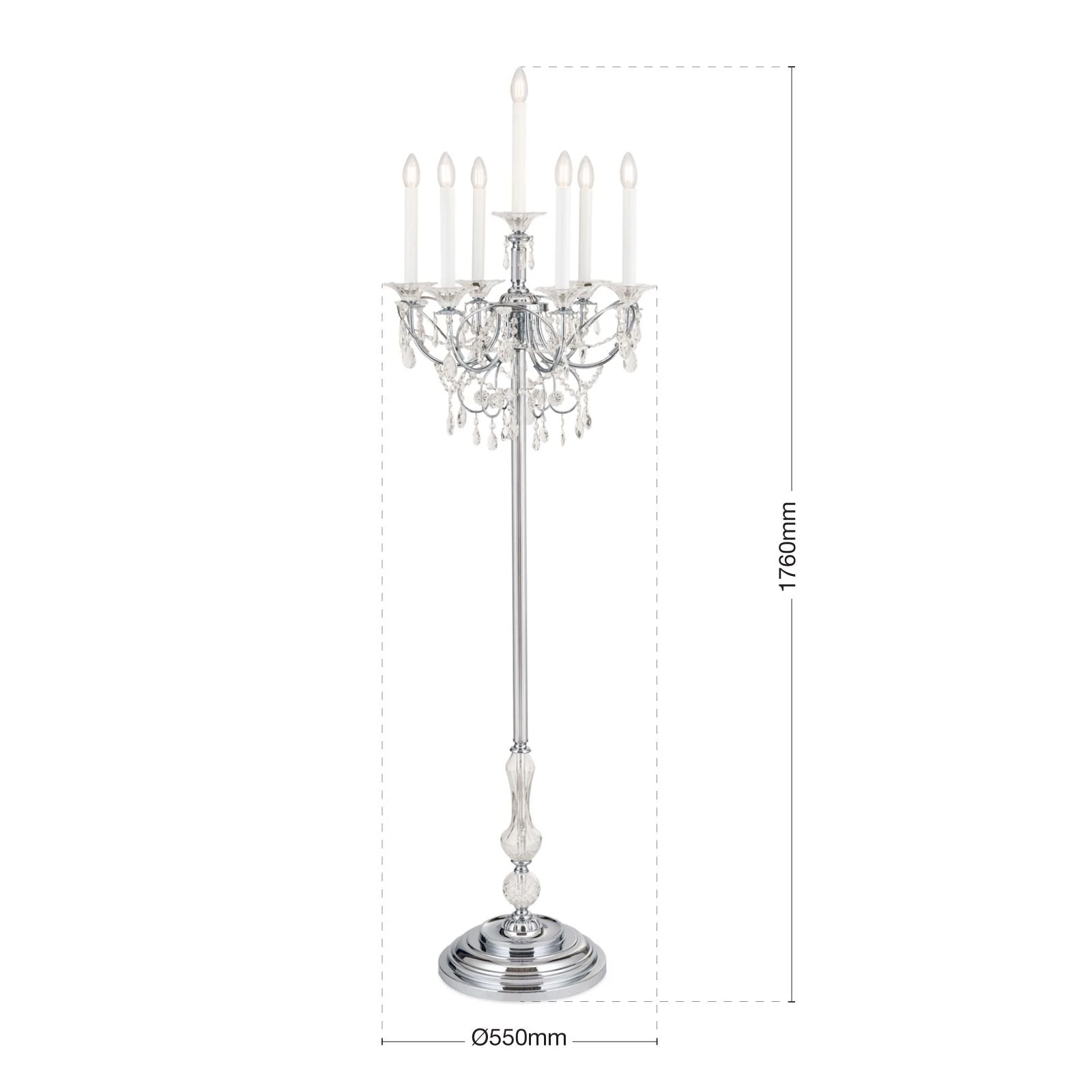 Podna lampa KATHARINA, 7 izvora svetla, hrom - 7