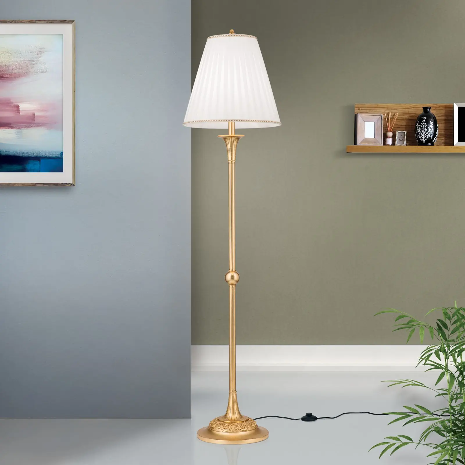 Podna lampa FONSA, antik zlatna