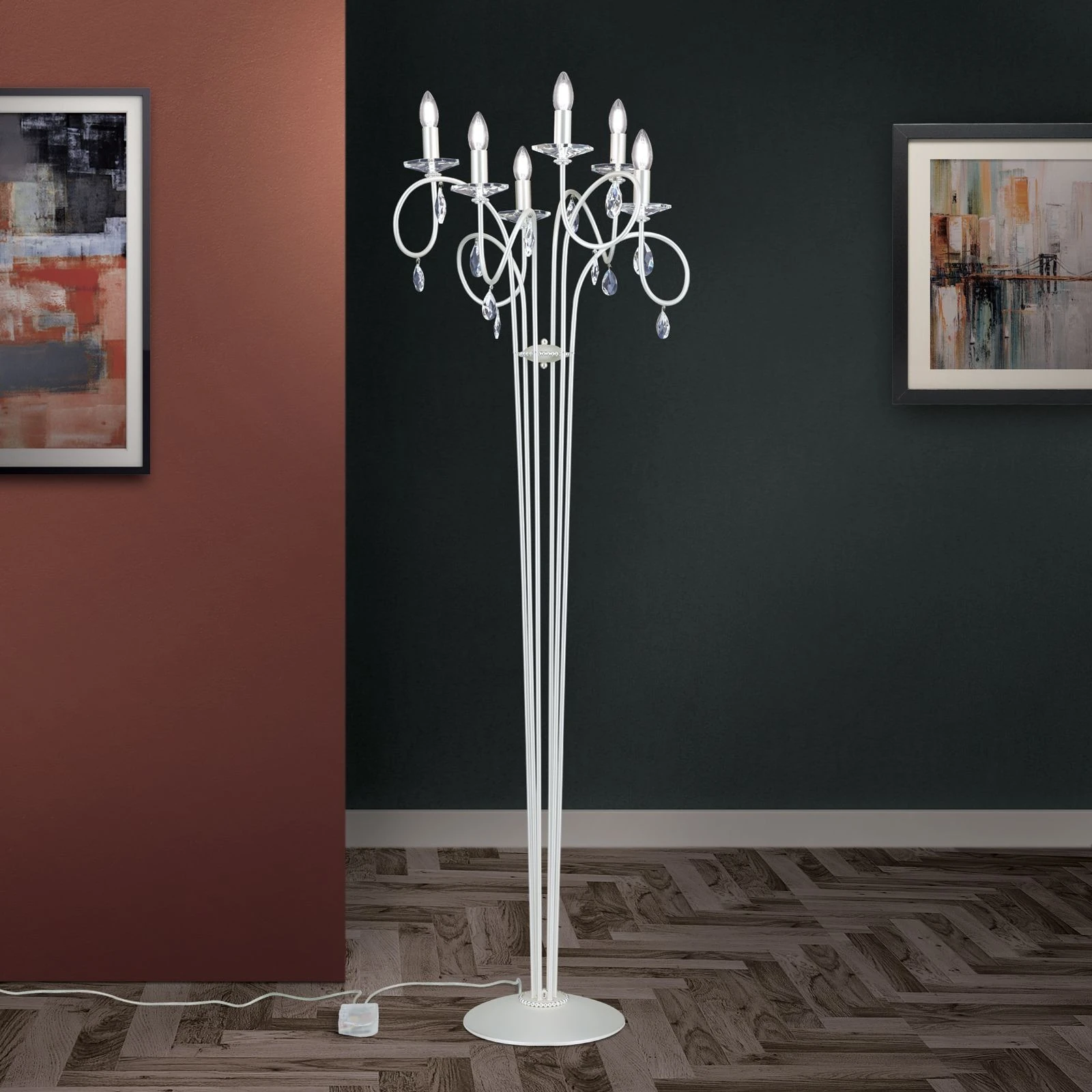 Podna lampa GIADA, 6 izvora svetla, srebro-mat završna obrada - 1