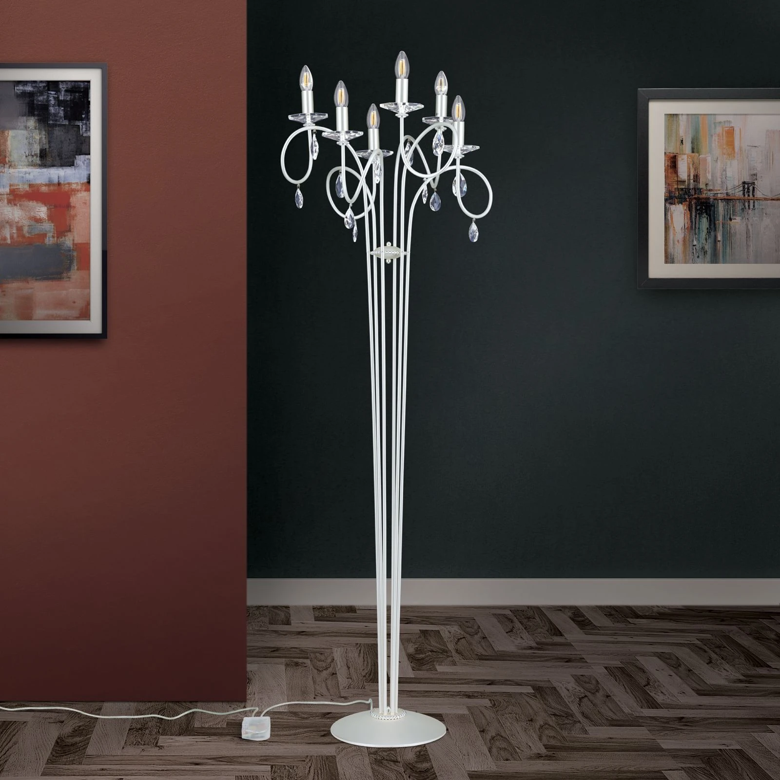 Podna lampa GIADA, 6 izvora svetla, srebro-mat završna obrada - 3