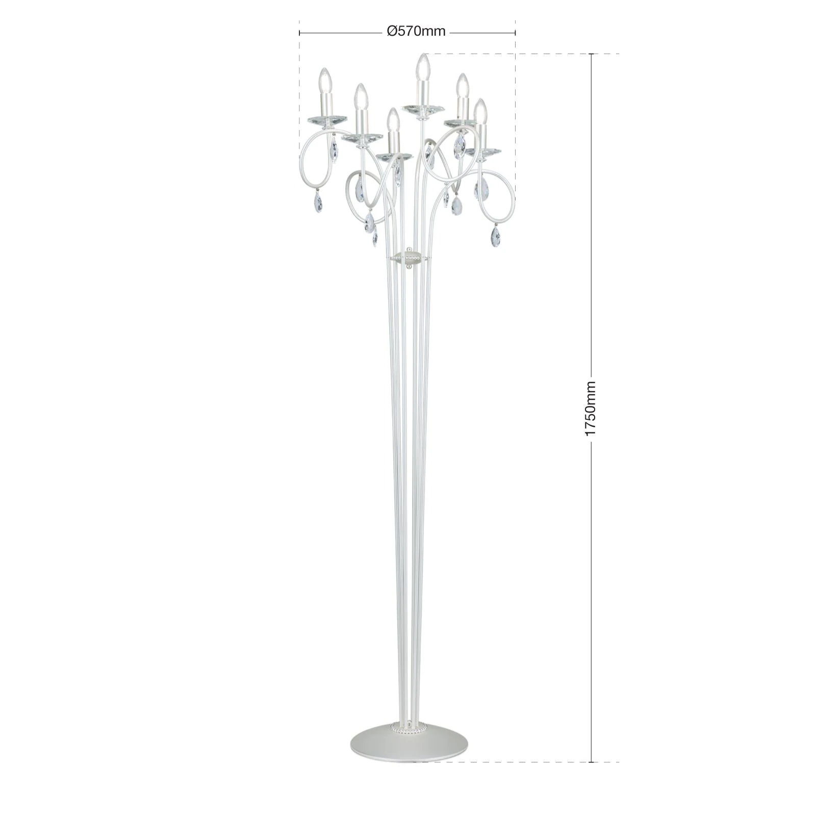 Podna lampa GIADA, 6 izvora svetla, srebro-mat završna obrada - 7