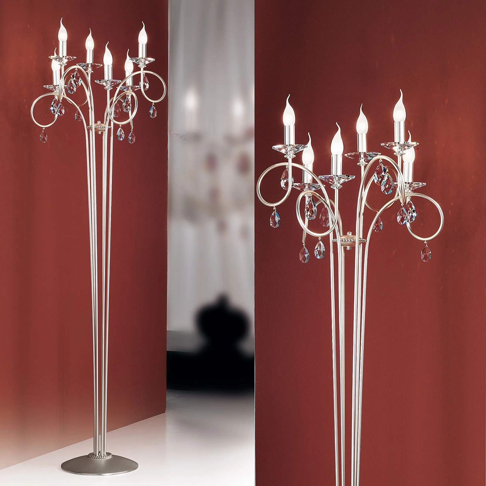 Podna lampa GIADA, 6 izvora svetla, srebro-mat završna obrada - 9