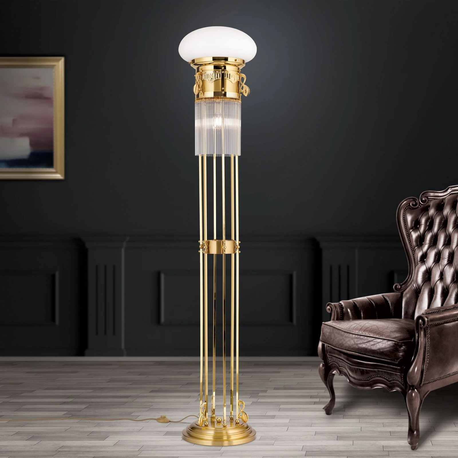 Podna lampa Adele, pozlaćena 24-karatnim zlatom