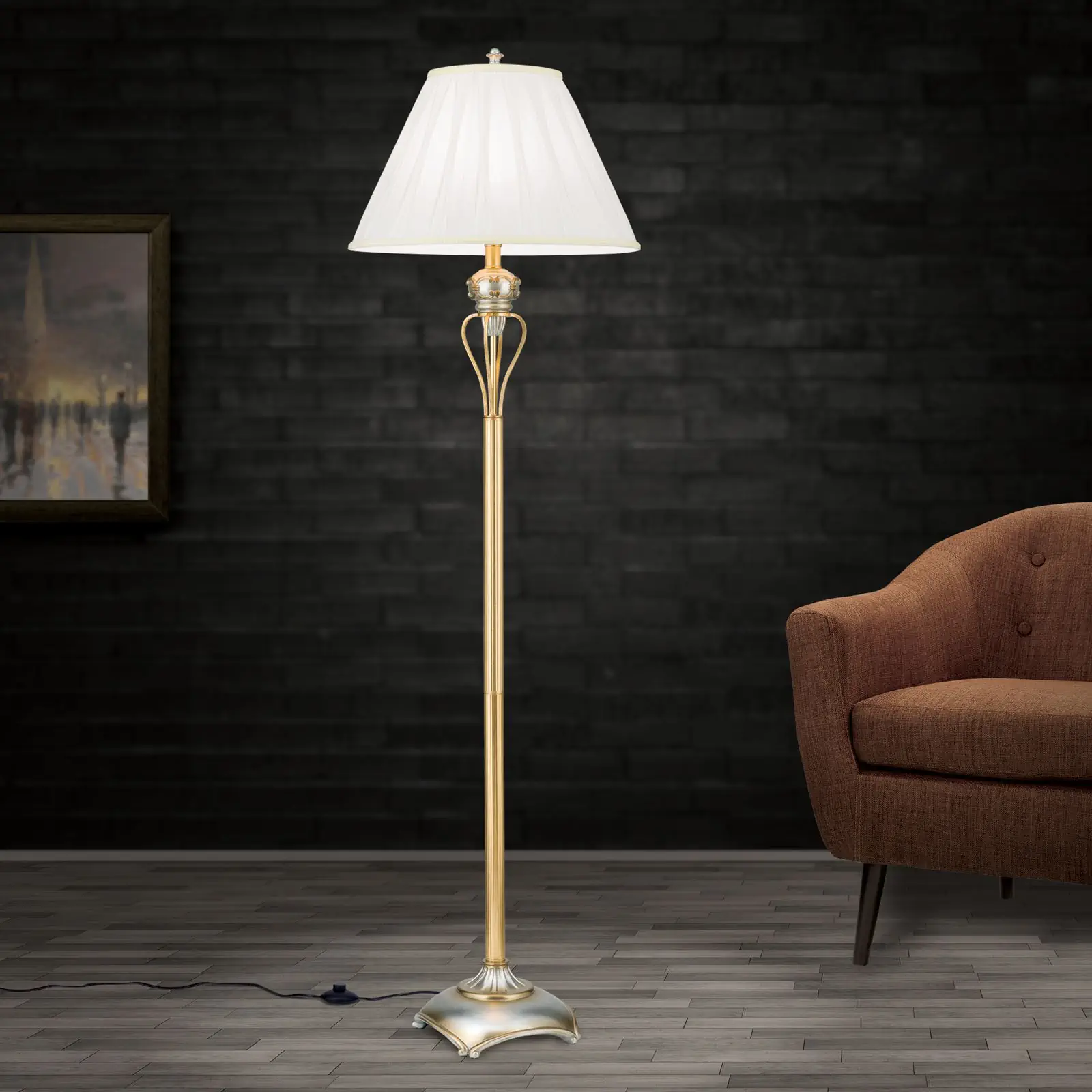 Podna lampa TIZIA, zlatna