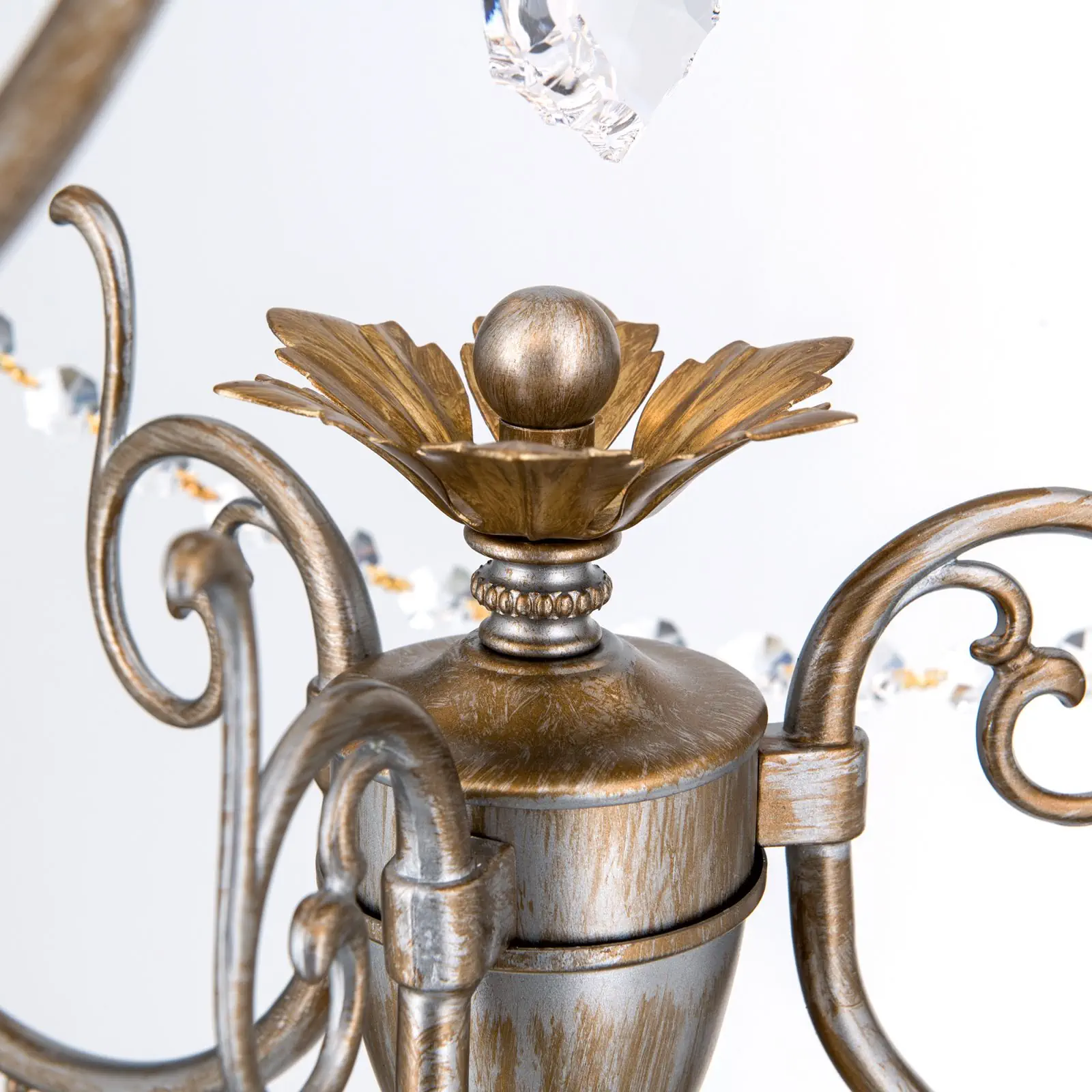 Podna lampa MIRAMARE, srebrno-zlatna, 3 izvora svetla, sa belim organza abažurima - 5