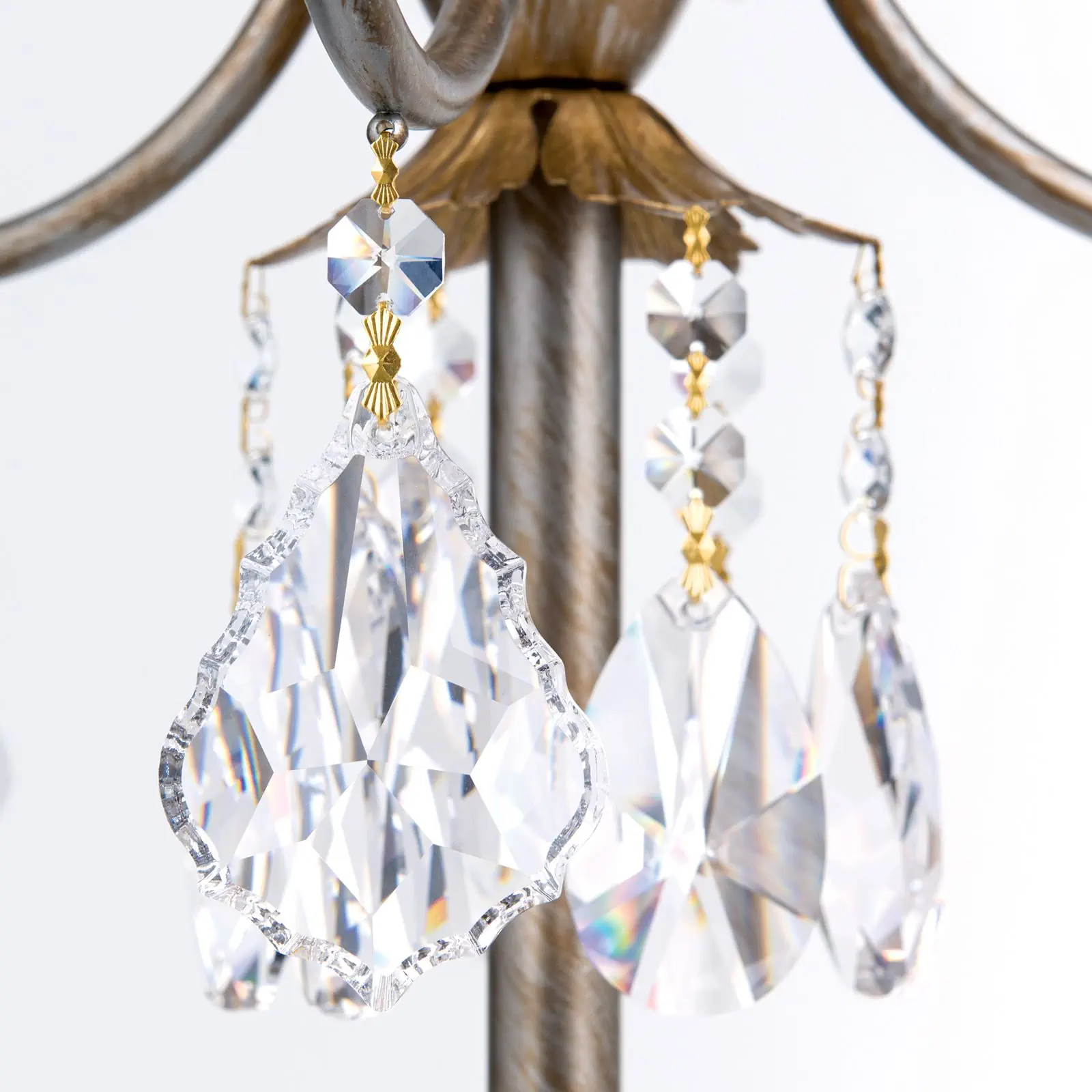 Podna lampa MIRAMARE, srebrno-zlatna, 3 izvora svetla, sa belim organza abažurima - 6