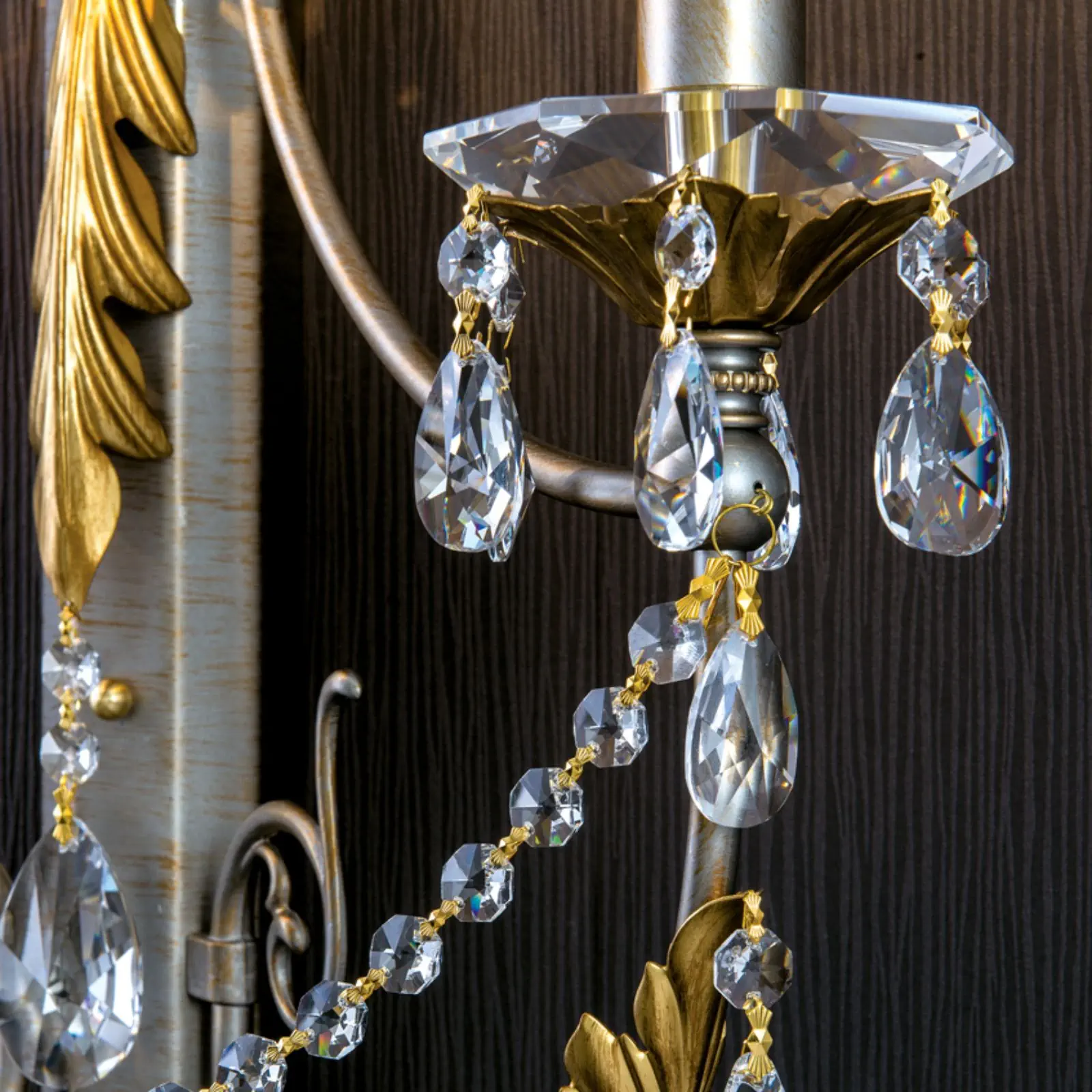 Podna lampa MIRAMARE, 3 izvora svetla, srebrno-zlatna - 2