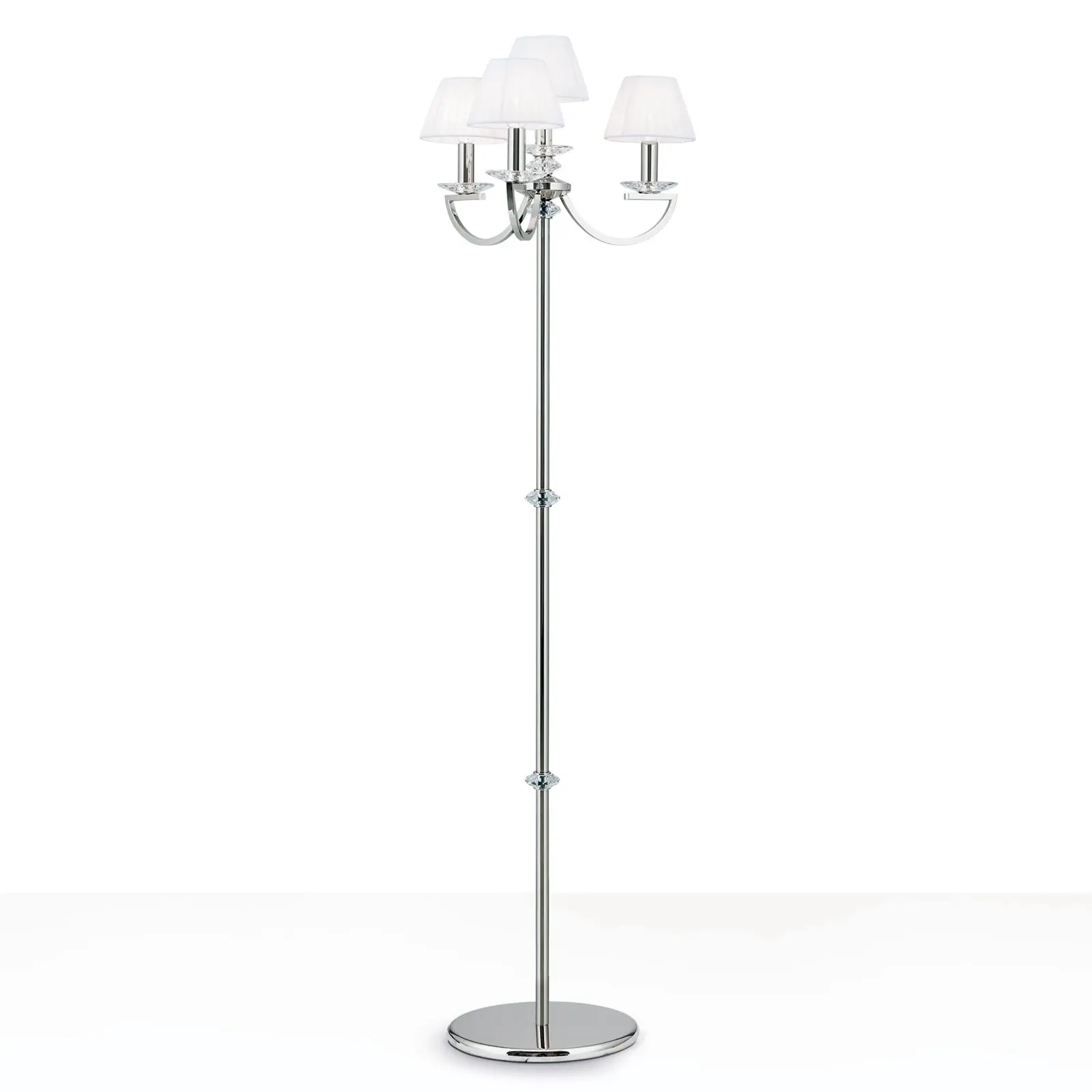 Podna lampa AVALA, 4 izvora svetla, nikl sa belim abažurima - 4