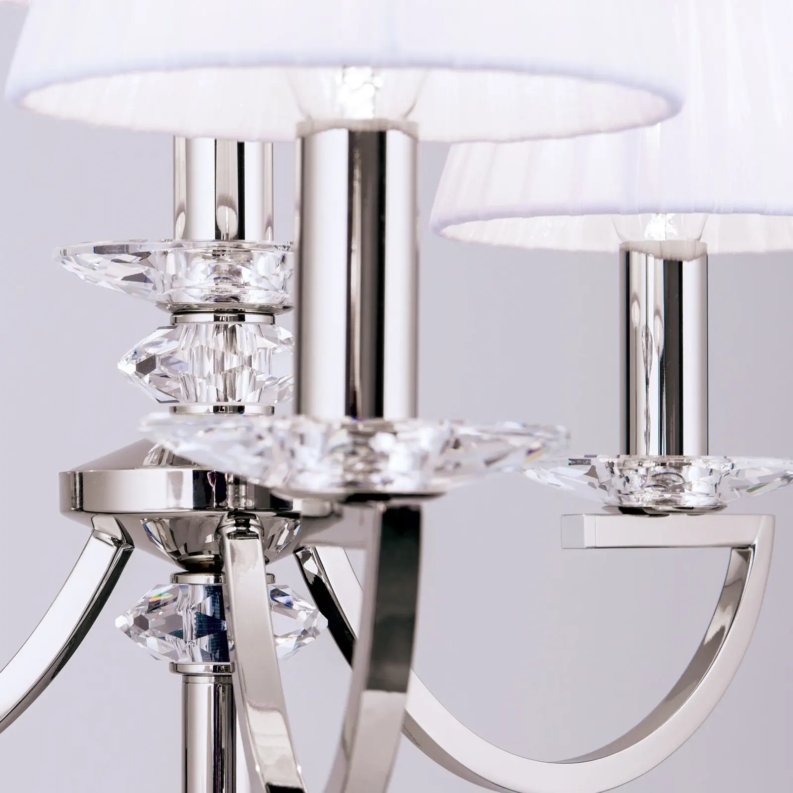 Podna lampa AVALA, 4 izvora svetla, nikl sa belim abažurima - 5