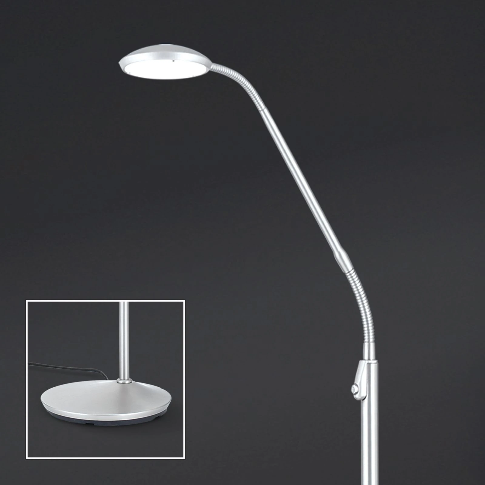 LED podna lampa COBRA, saten hrom