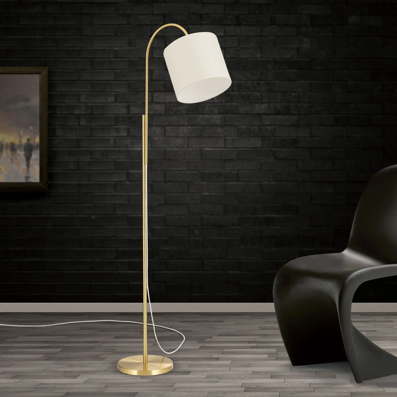 Lampa za čitanje SHADE, mat mesing, sa cilindričnim belim abažurom - 2