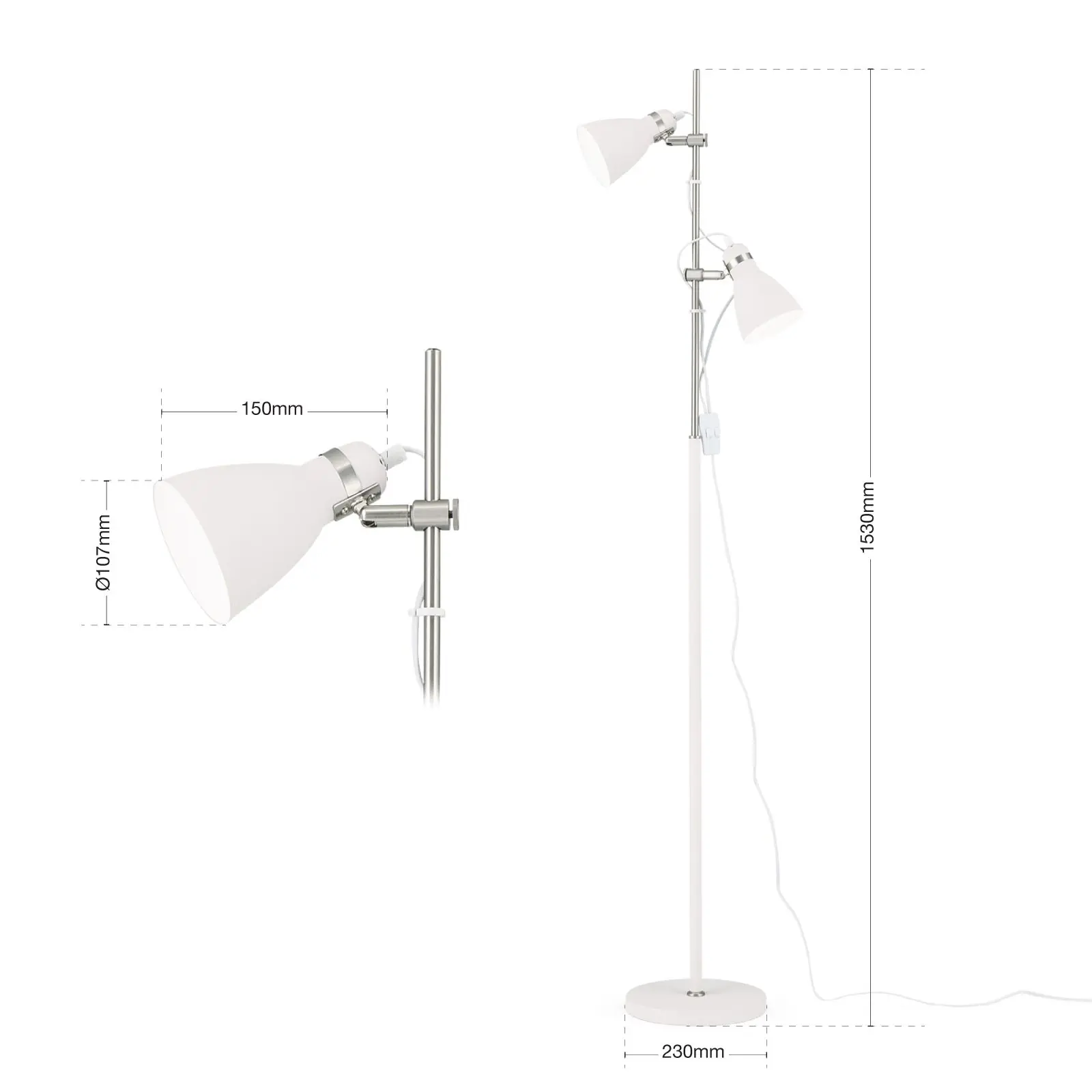 Podna lampa SCHOOL, bela - 7