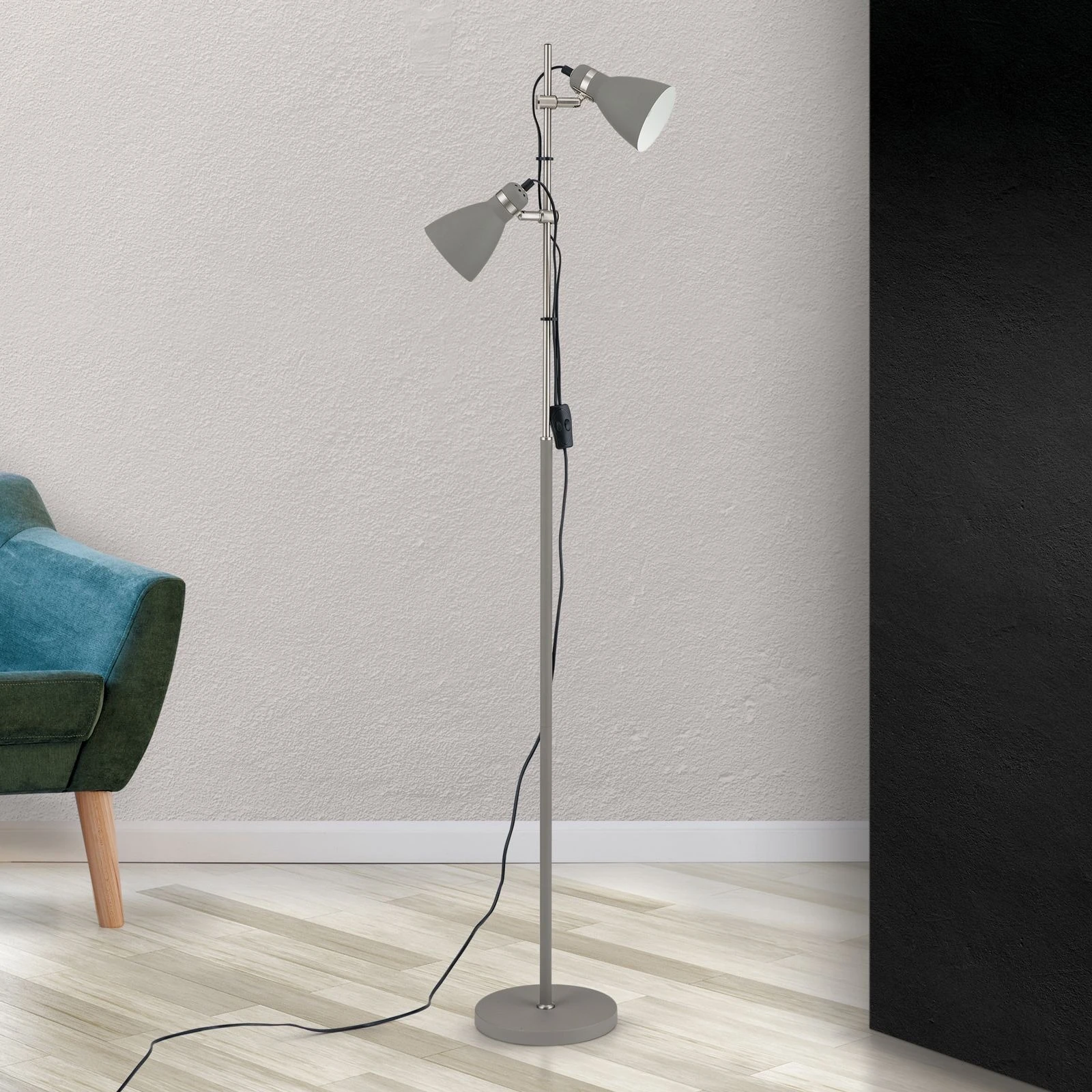 Podna lampa SCHOOL, 2 glave, siva - 3