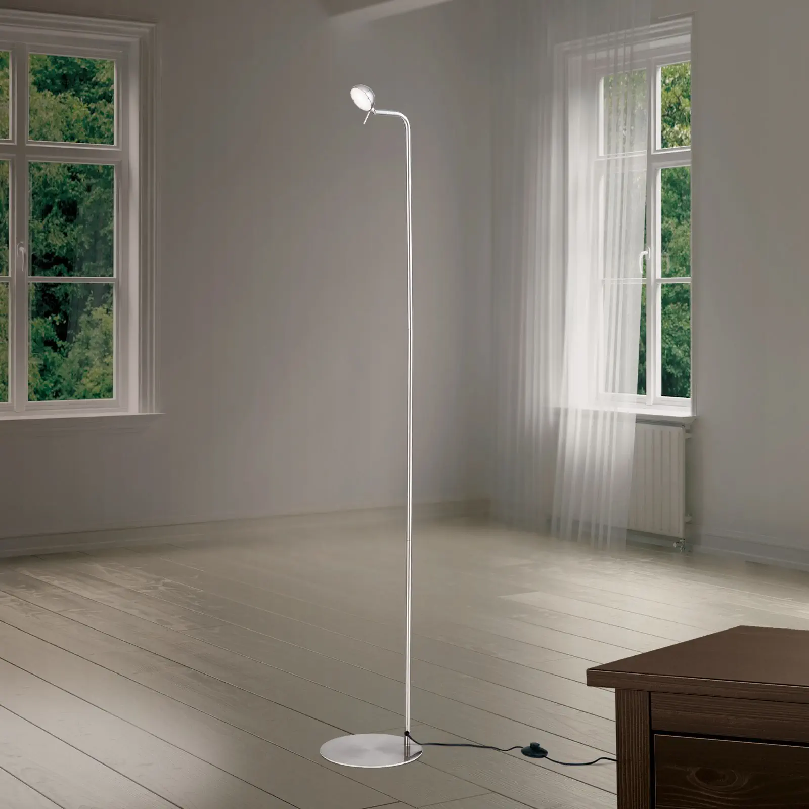 LED podna lampa STUDENT sa pomičnom glavom, saten - 2