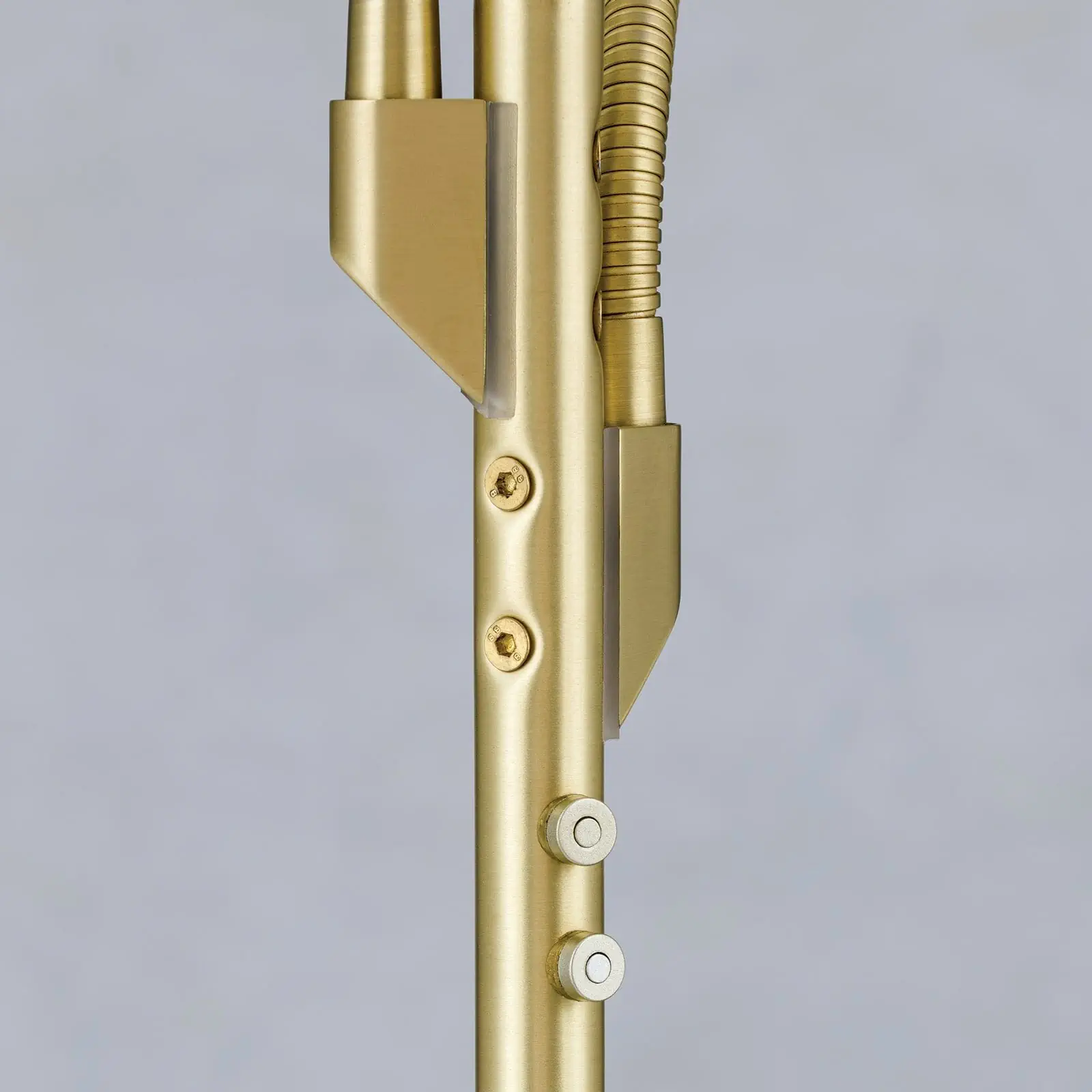 LED podna lampa COBRA, 2 izvora svetla, mesing mat - 7