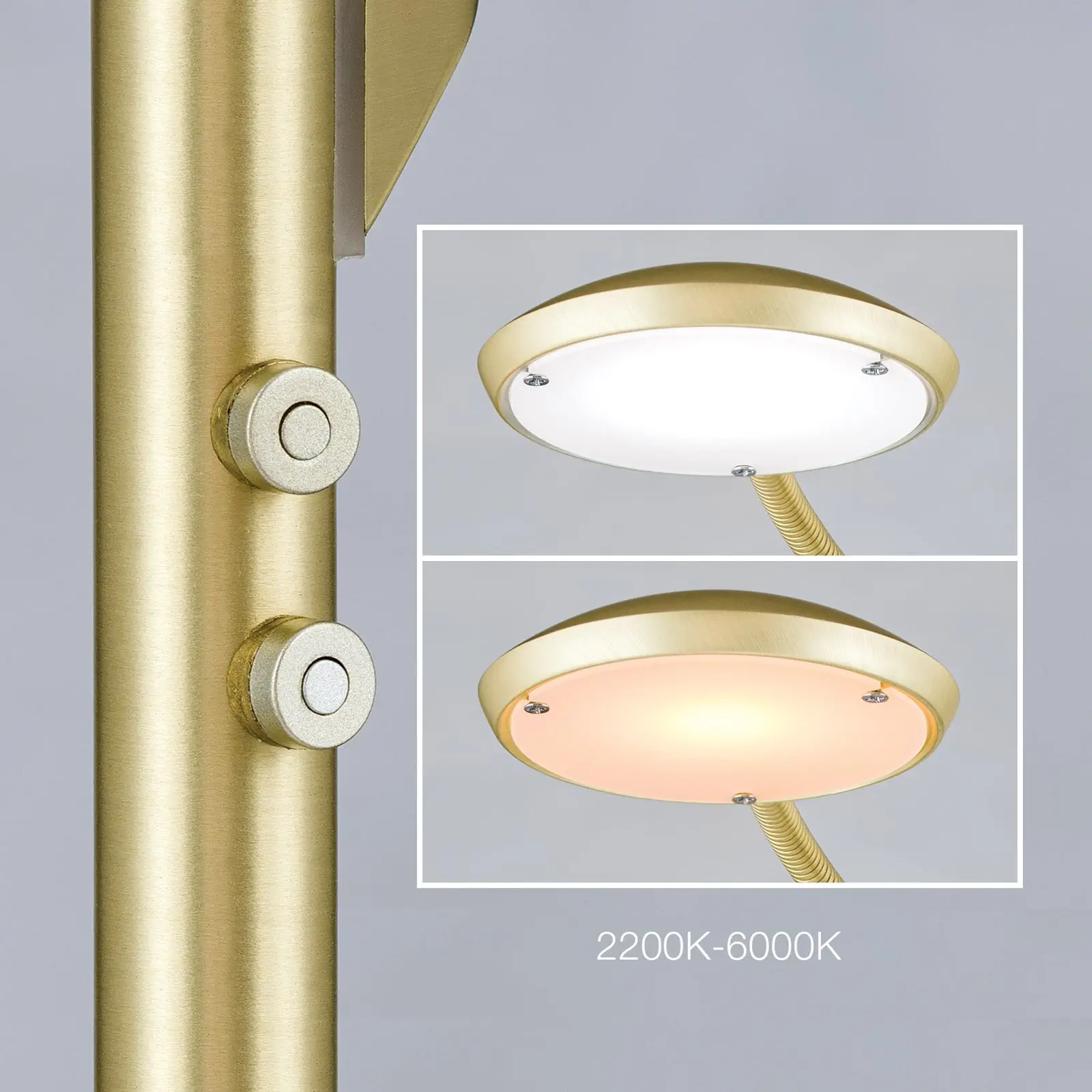 LED podna lampa COBRA, 2 izvora svetla, mesing mat - 8