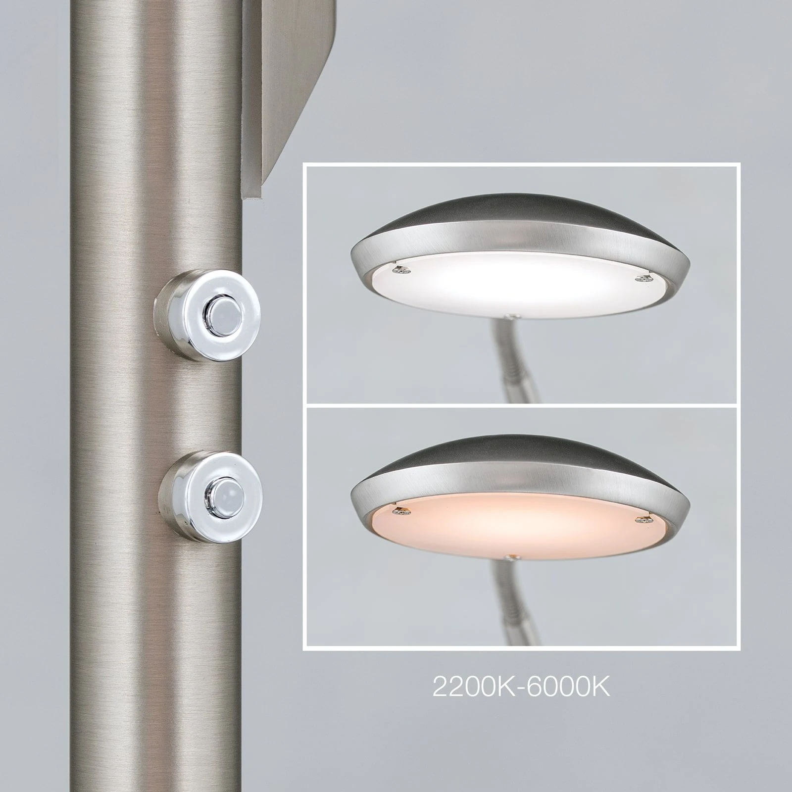 LED podna lampa COBRA, sa 2 izvora svetla, saten hrom - 8