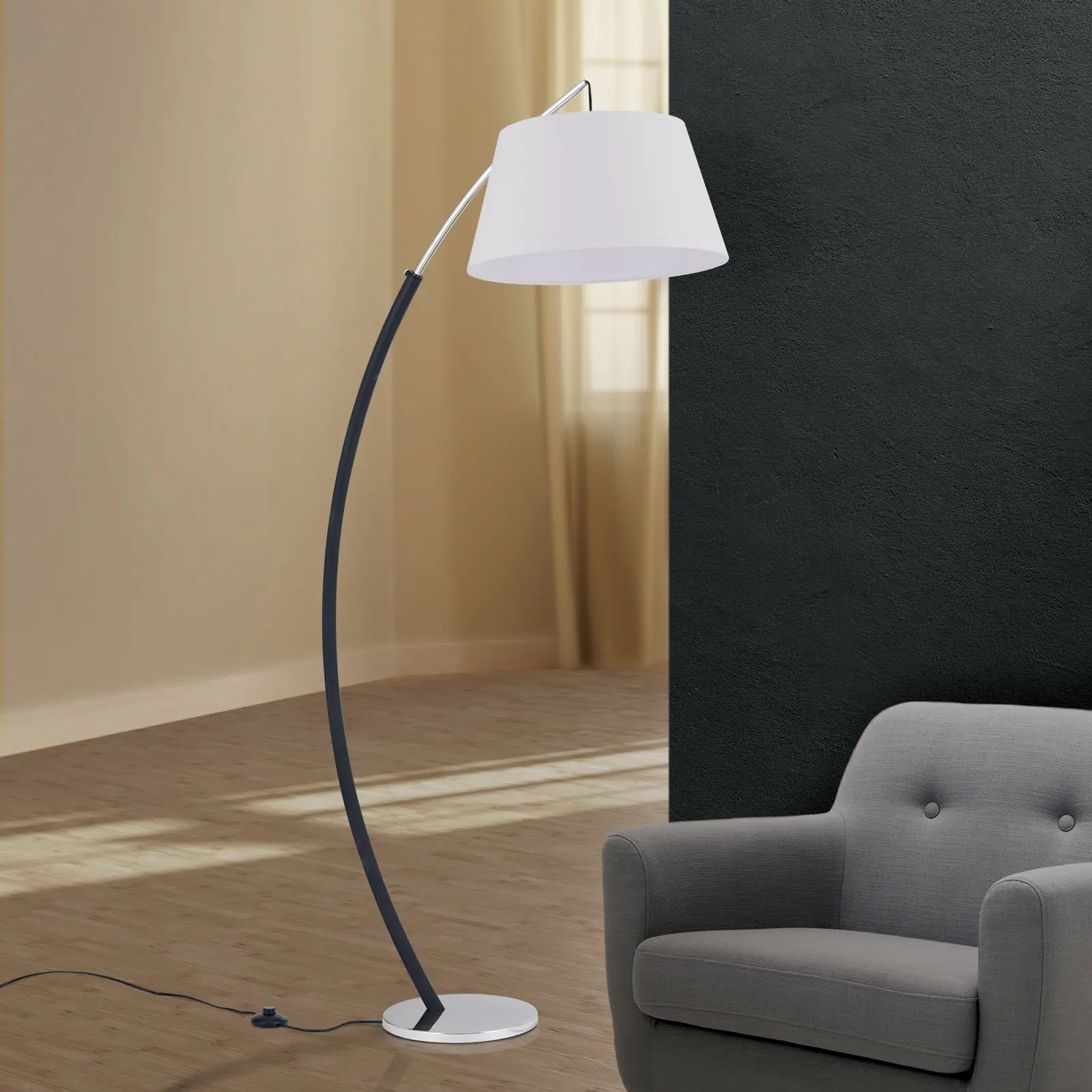 Podna lampa PHILIPP, hrom-crna - 3