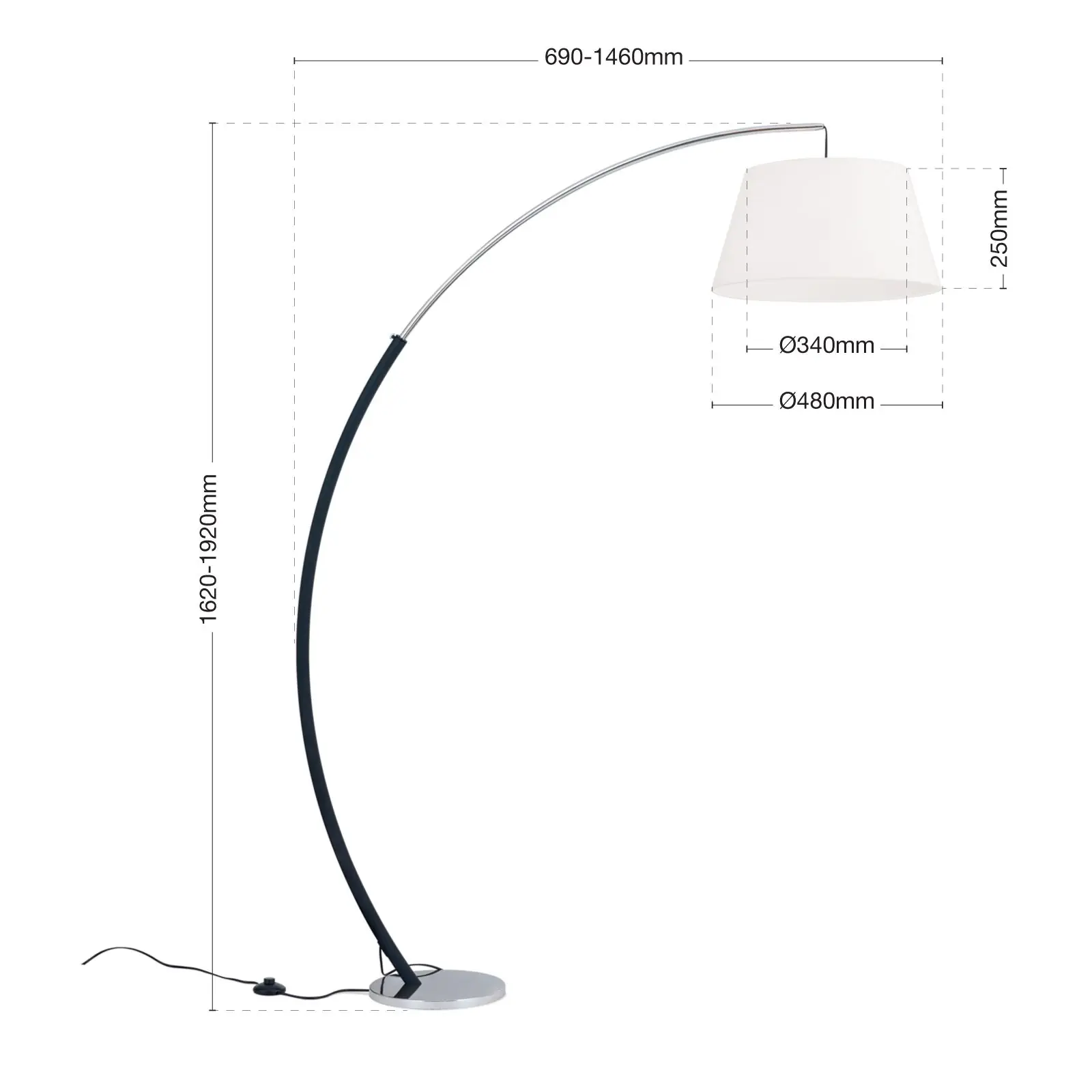 Podna lampa PHILIPP, hrom-crna - 7