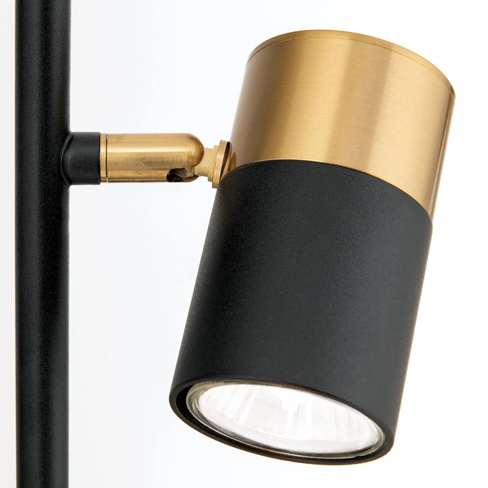 Podna lampa KEVIN, crno-zlatna, sa dve rotirajuće glave svetla - 6