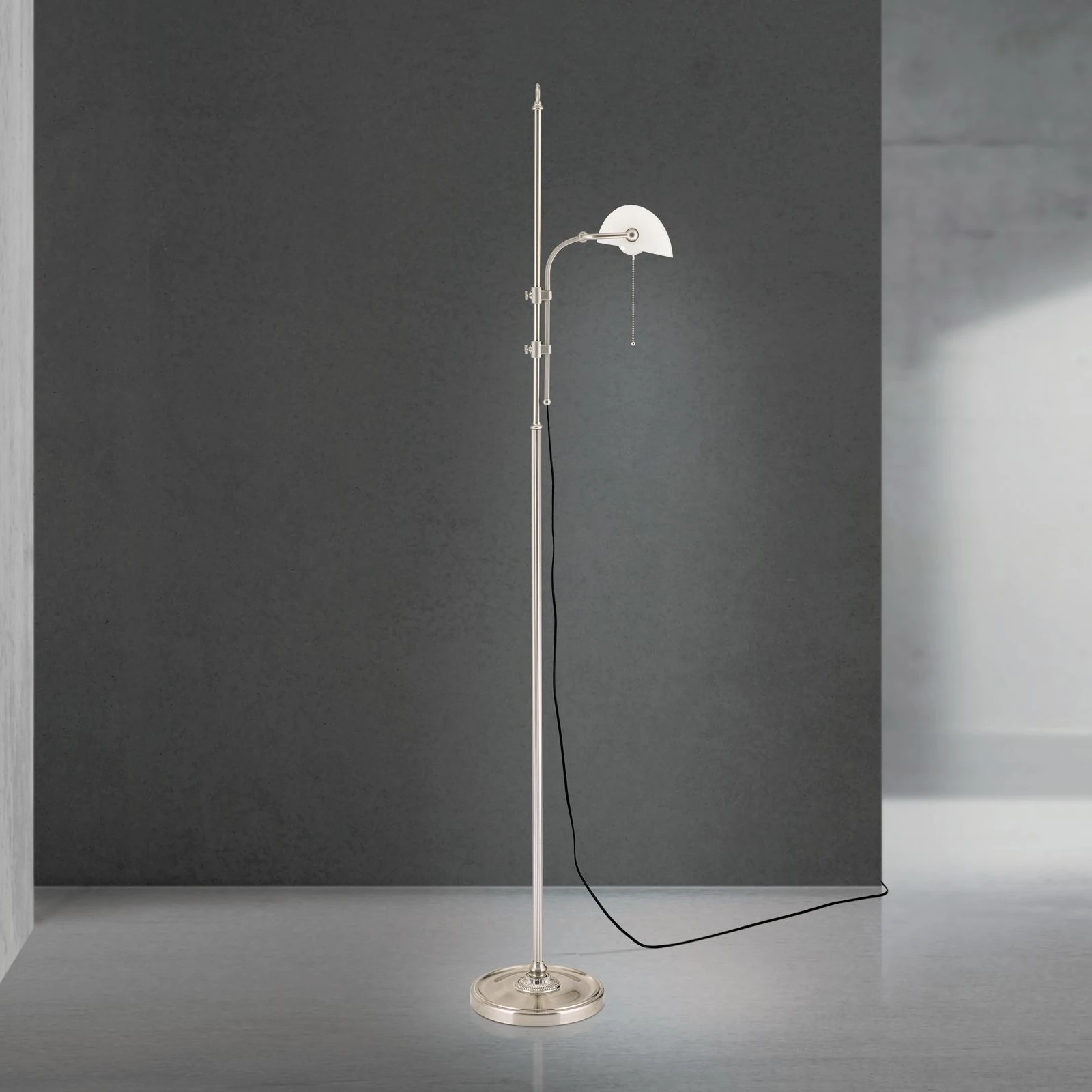 Podna lampa HARVARD, visina 167 cm, saten hrom/sjajni opal - 2