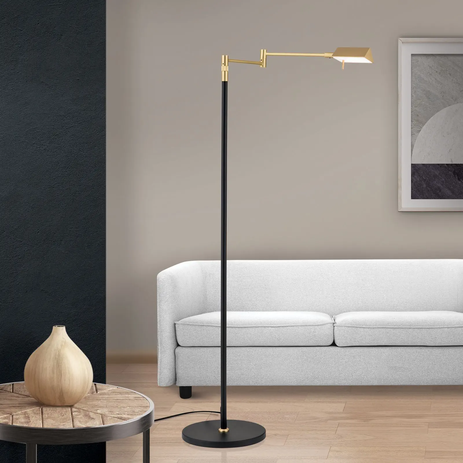 LED podna lampa BOSTON, rotirajuća ruka, mesing mat - 2