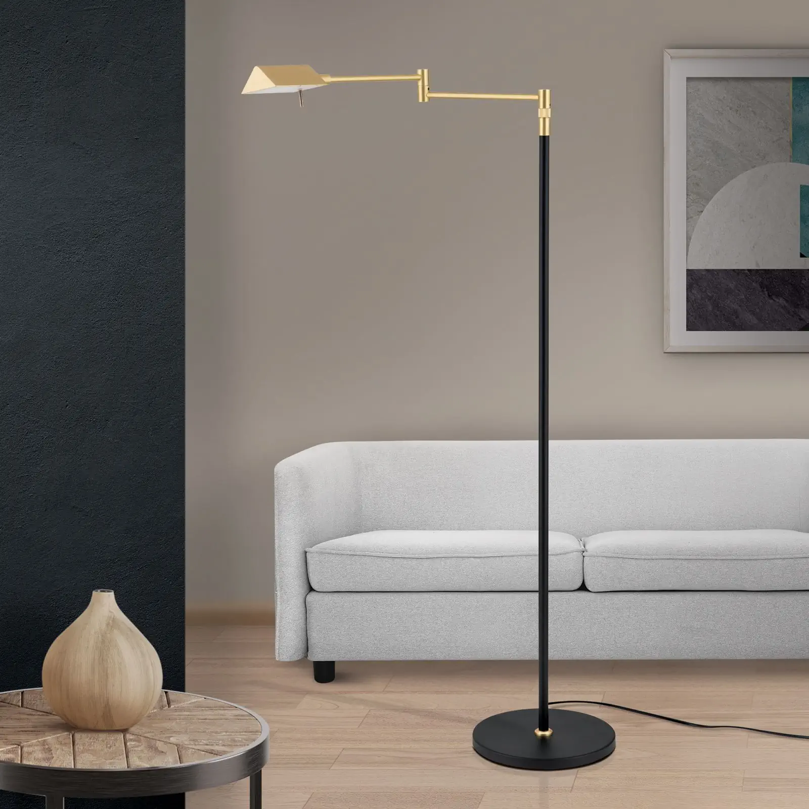 LED podna lampa BOSTON, rotirajuća ruka, mesing mat - 3