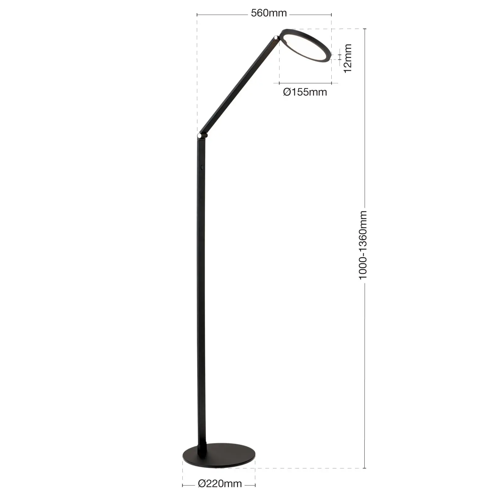 LED podna lampa FATI, crna - 7