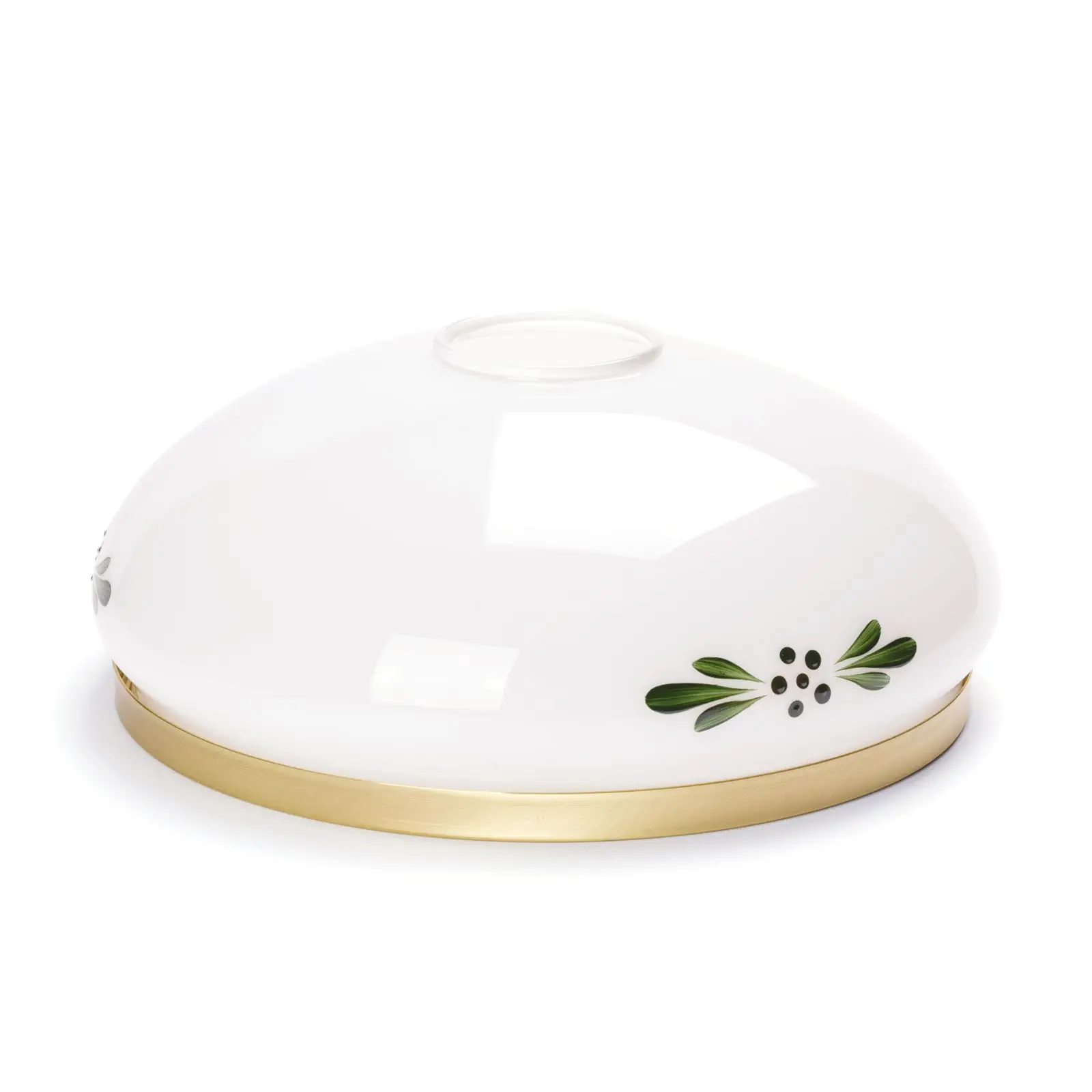 Stakleni abažur 418, Ø 210 mm, opalno zelen sa mesinganim prstenom