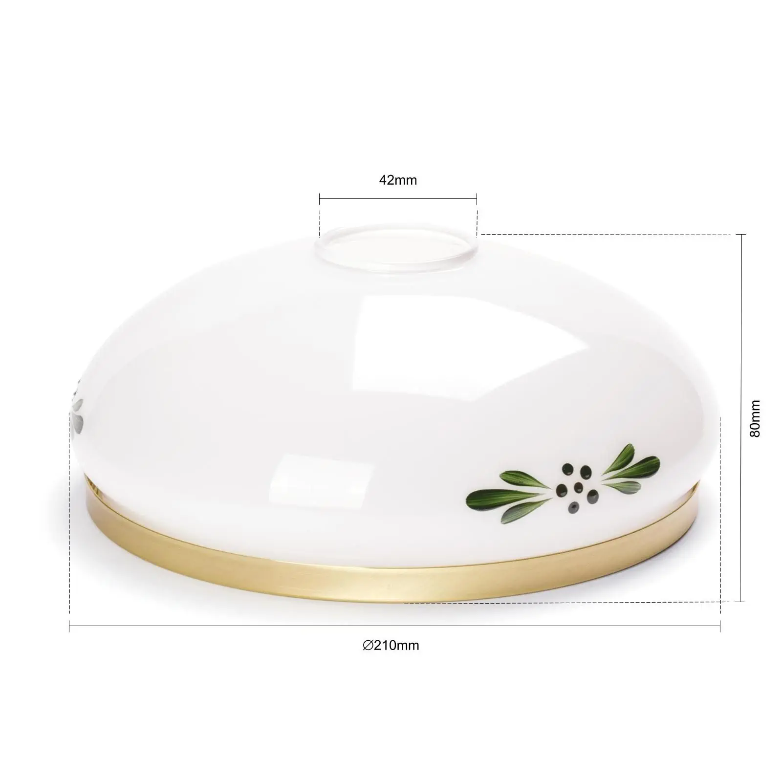 Stakleni abažur 418, Ø 210 mm, opalno zelen sa mesinganim prstenom - 2