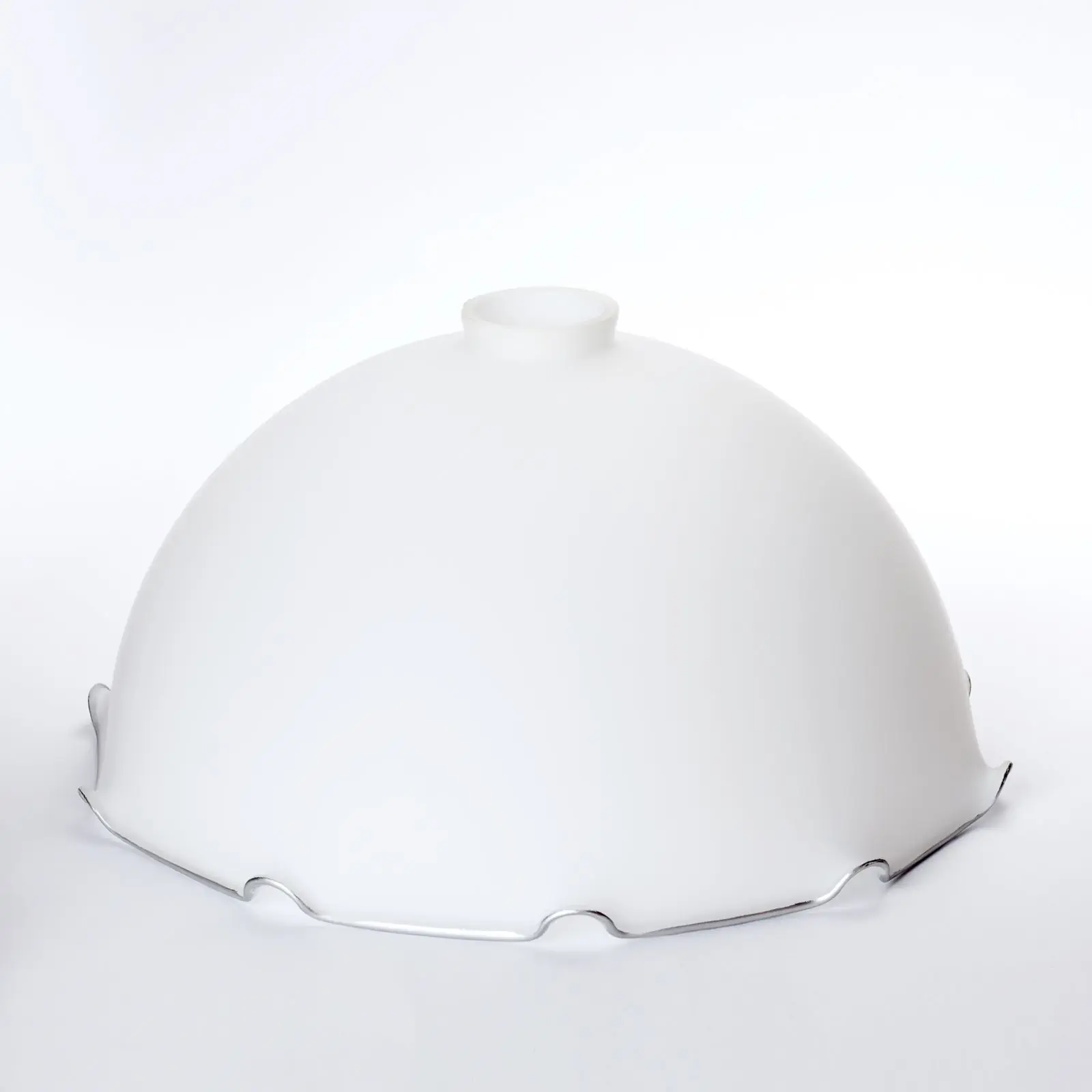 Stakleni abažur LANDHAUS 430, Ø 300 mm, opal mat sa srebrnim prstenom