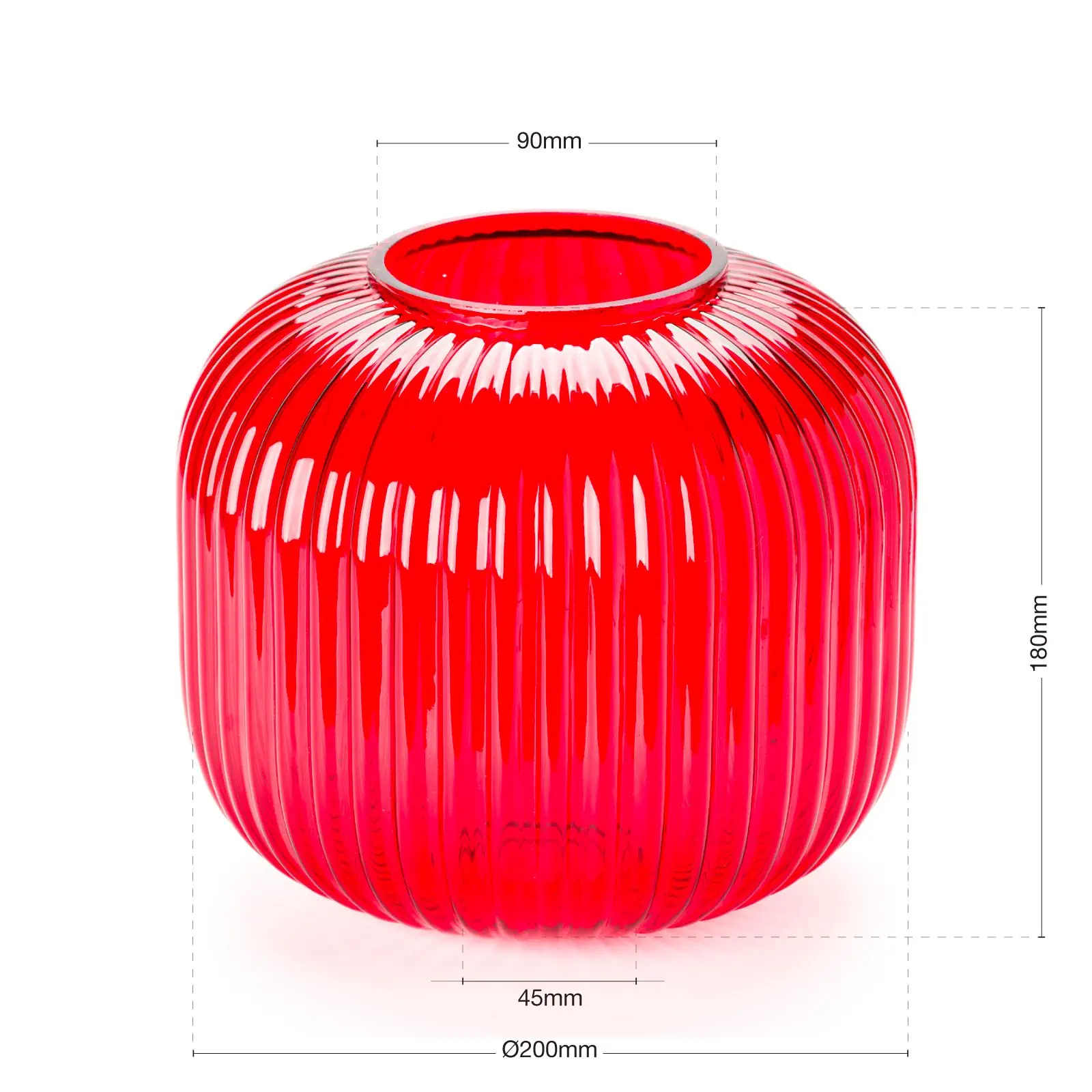 Stakleni abažur CARNEVAL, Ø 200 mm, crvena - 3